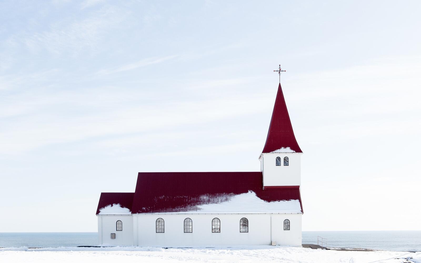 Обои зима церковь поле на рабочий стол