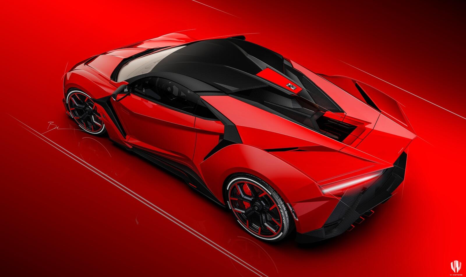 Wallpapers red supercar design concept view from the top on the desktop
