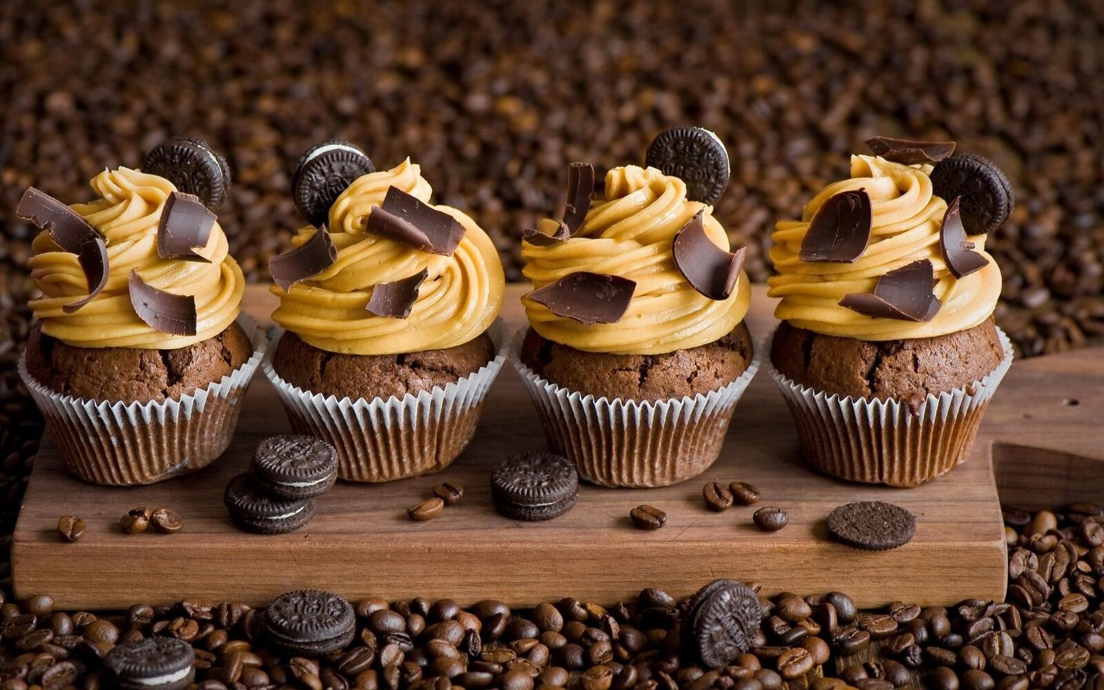 Wallpapers muffins cream chocolate on the desktop
