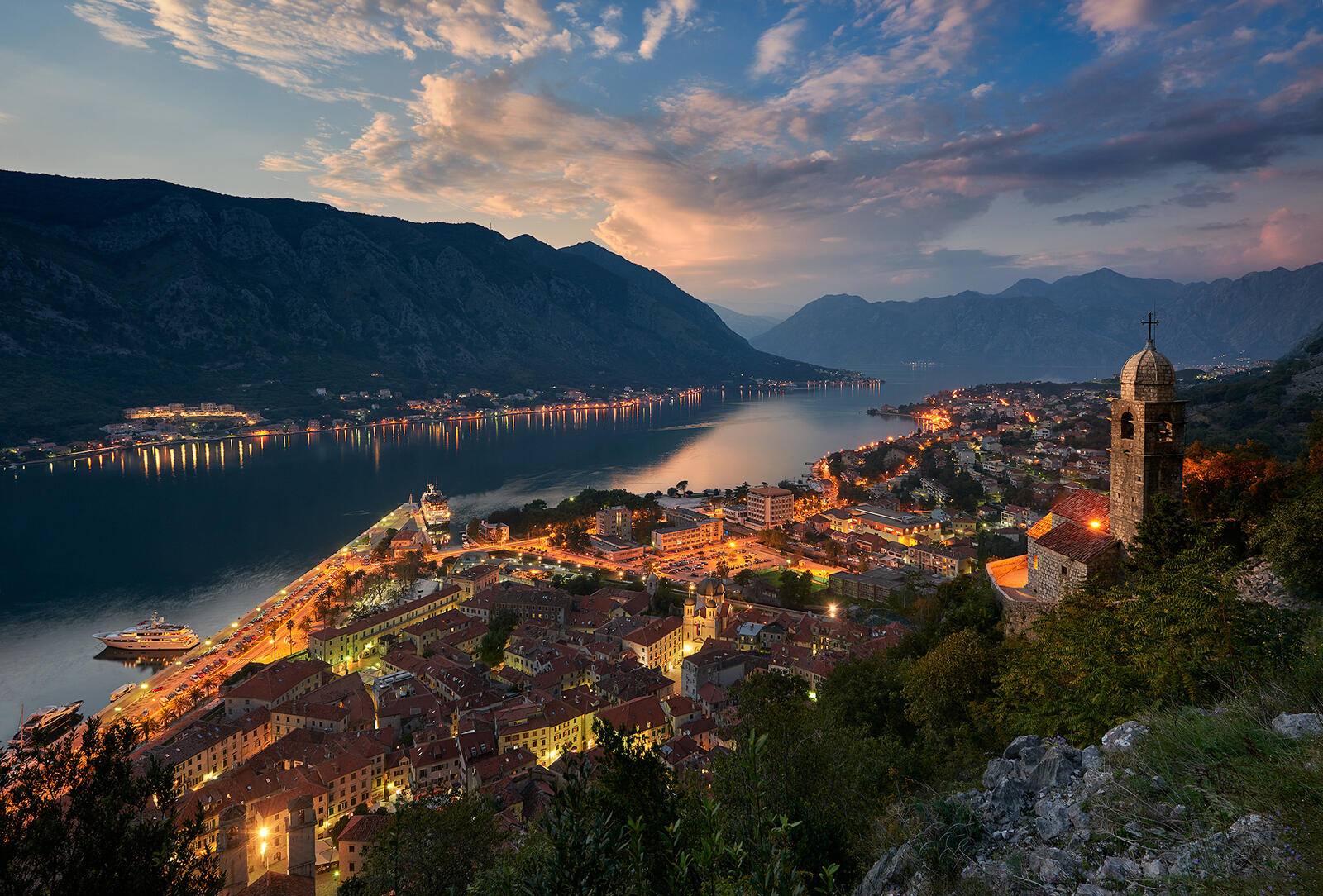 Wallpapers Montenegro Montenegro sunset Kotor on the desktop