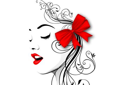 Picture of a girl with a red bow