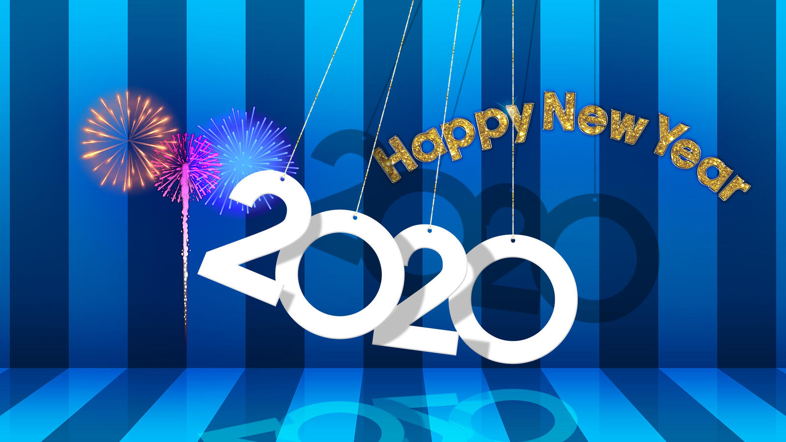 桌面上的壁纸恭贺新禧 2020 烟花