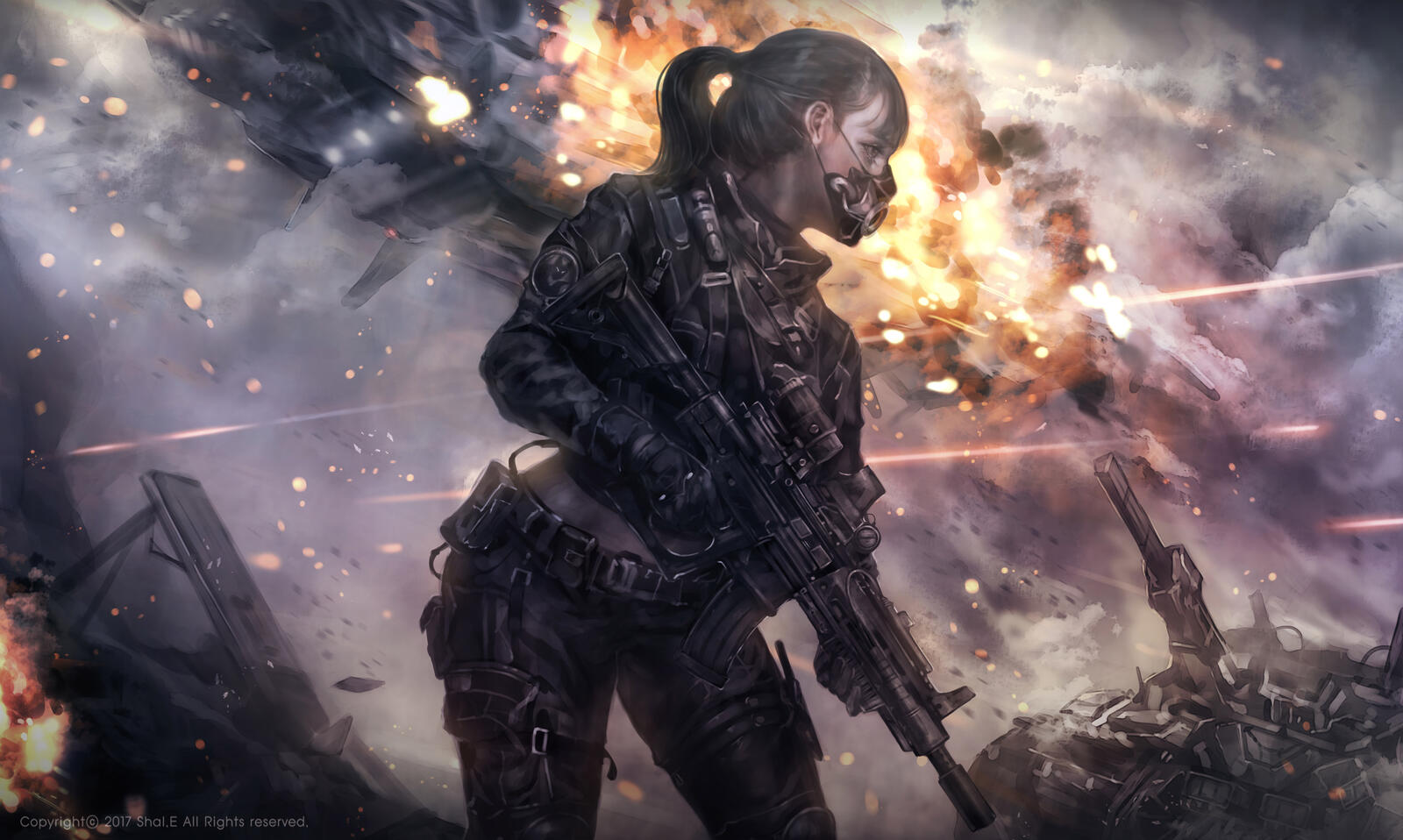 Wallpapers girl soldier weapon on the desktop