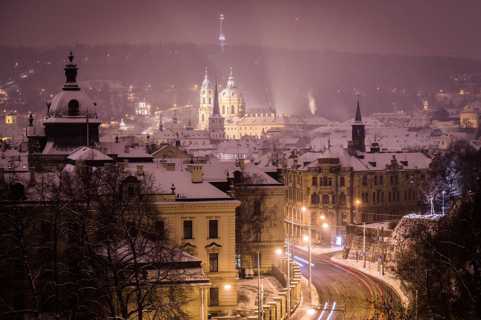Обои освещение город Прага на рабочий стол