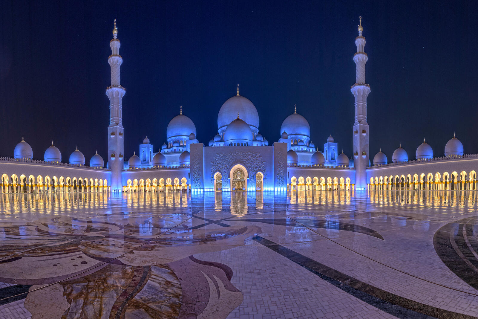 Обои большая мечеть шейха зайда - абу-даби город ночные города на рабочий стол