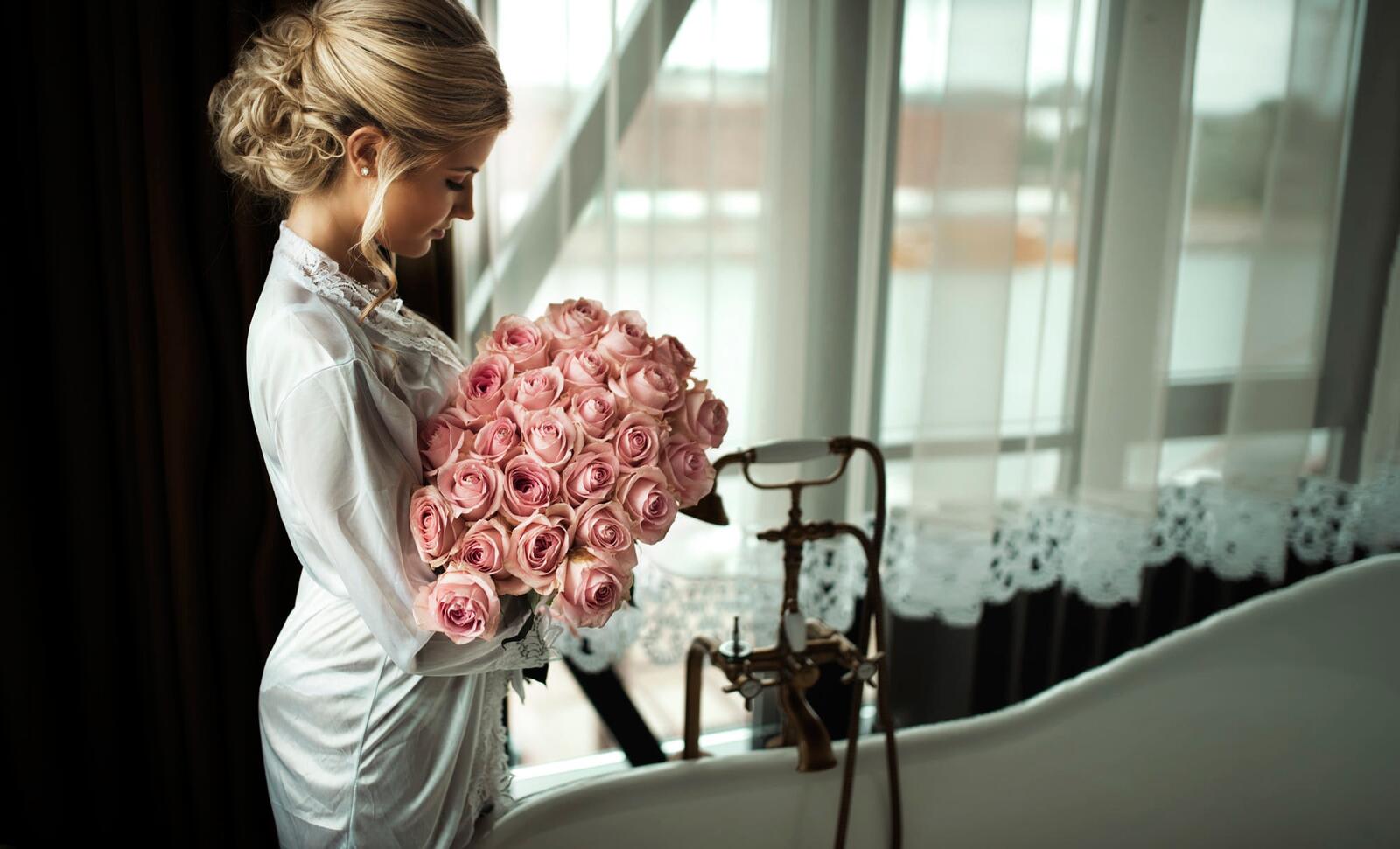 Обои цветы женщины модель на рабочий стол