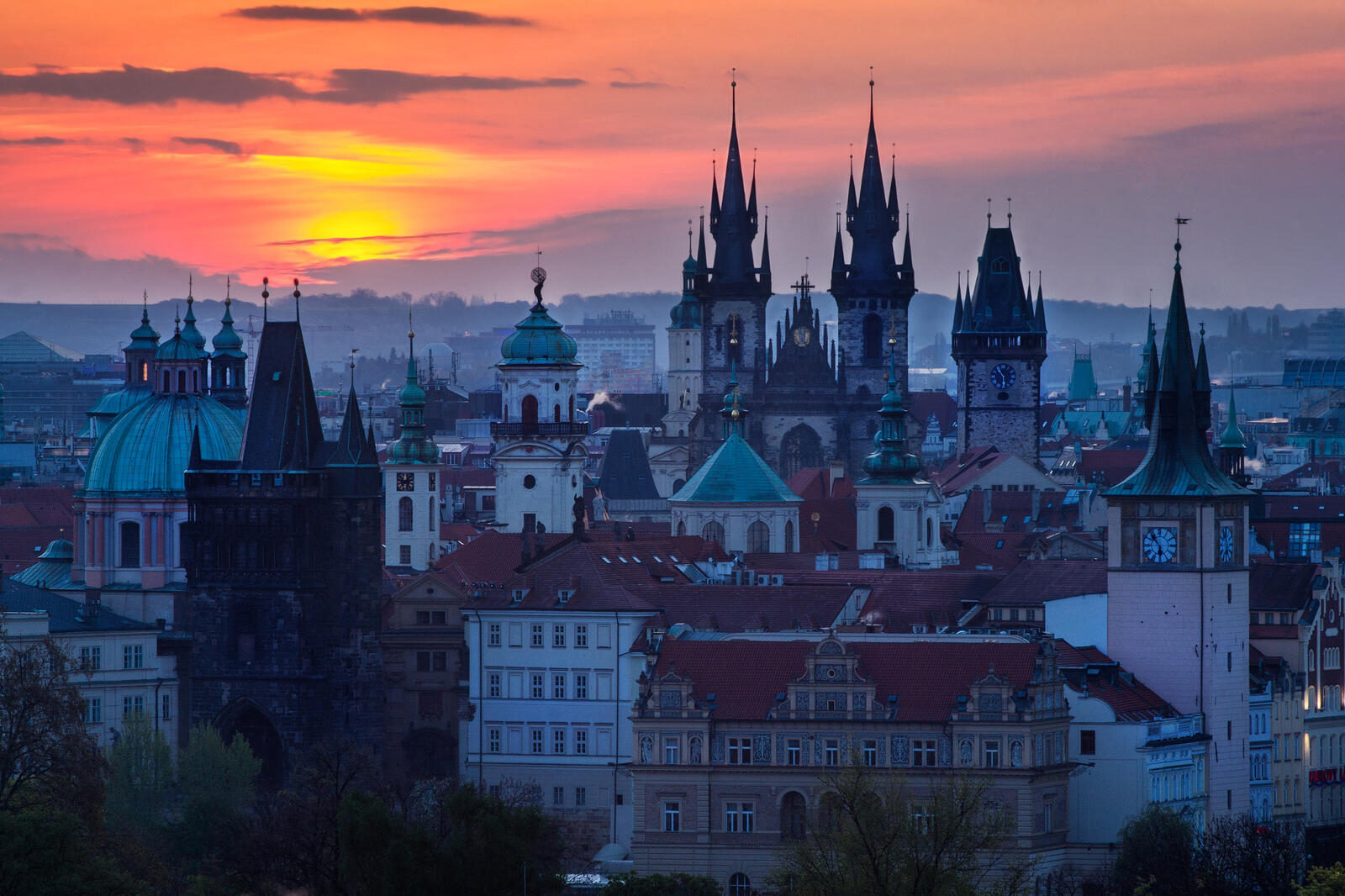 Обои освещение Прага Чешская Республика на рабочий стол