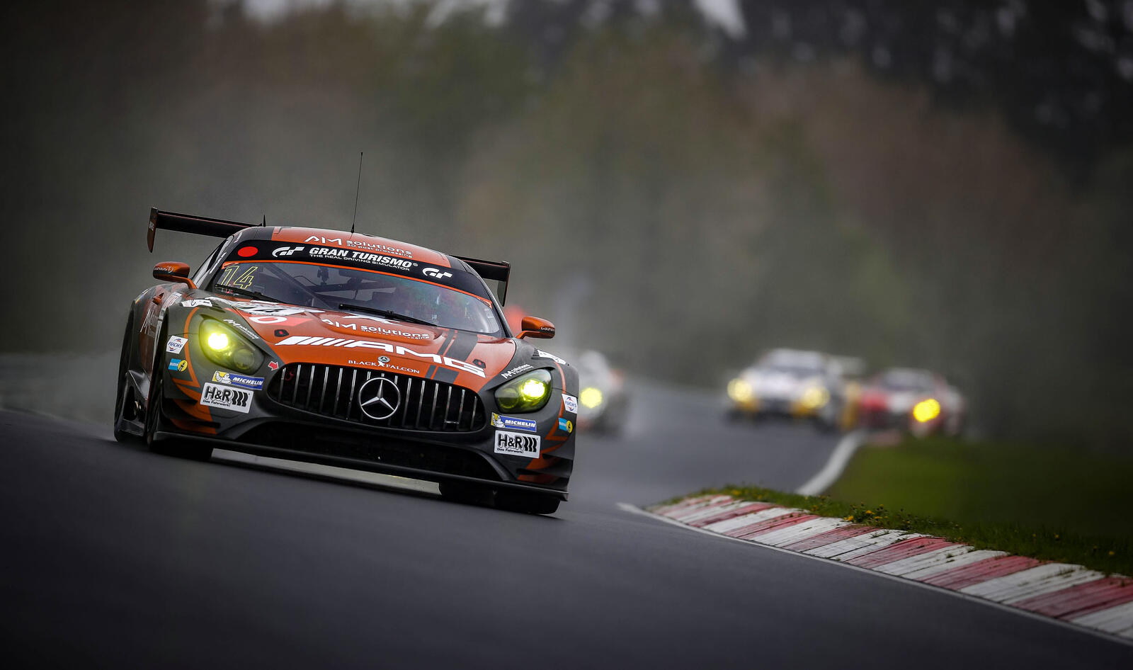 Wallpapers Mercedes AMG GT C 24 hours of Le Mans the track on the desktop