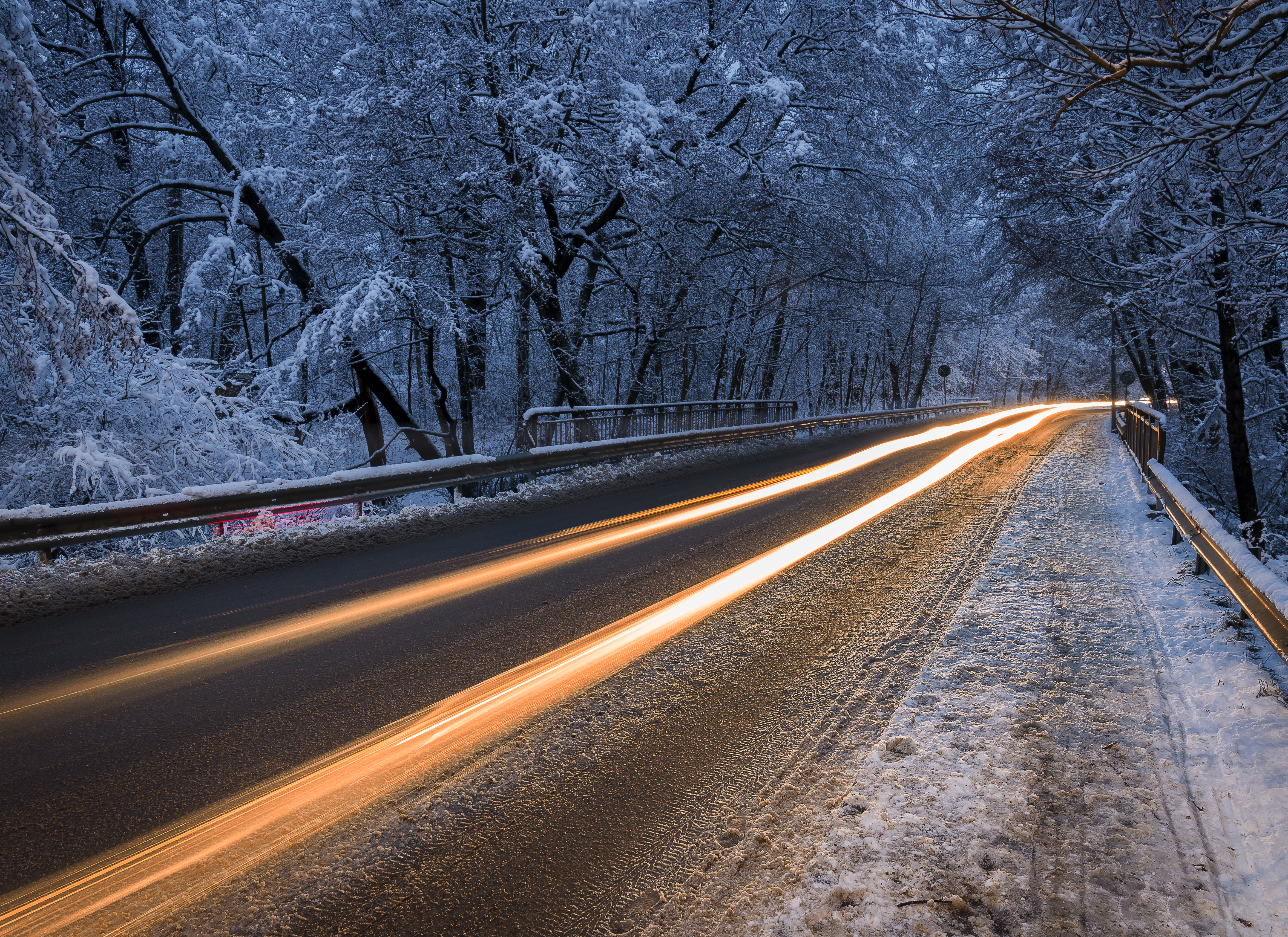 Фото бесплатно зима, ночь, трасса