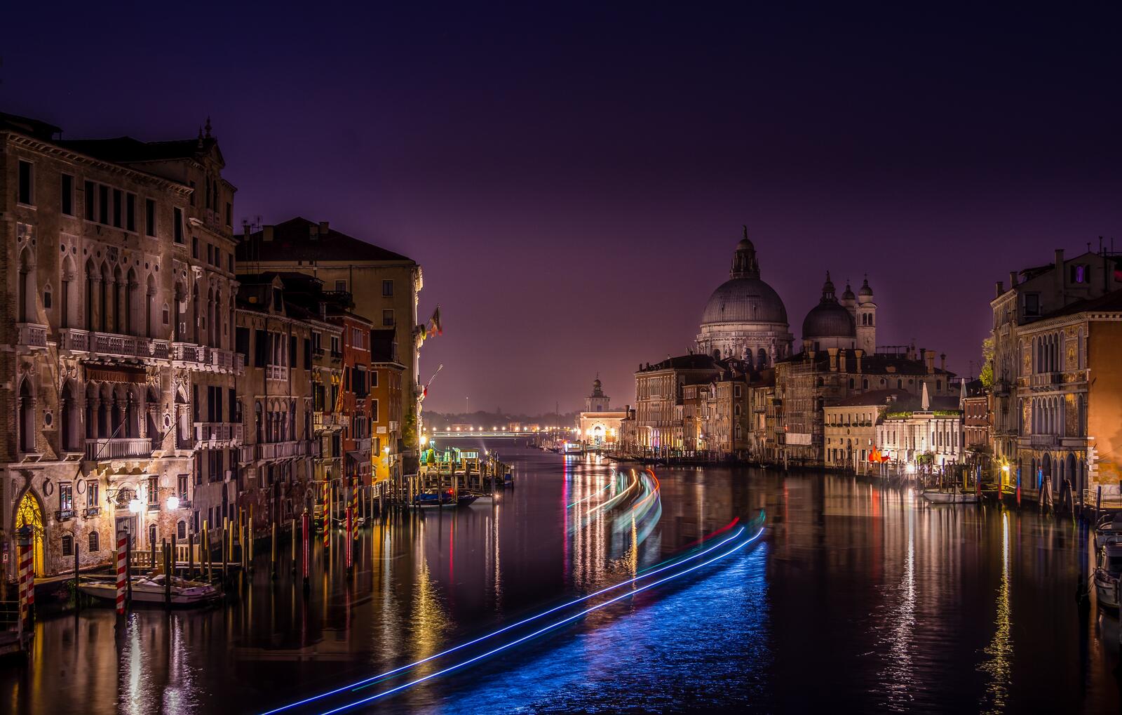 Обои Canal Grande освещение Италия на рабочий стол