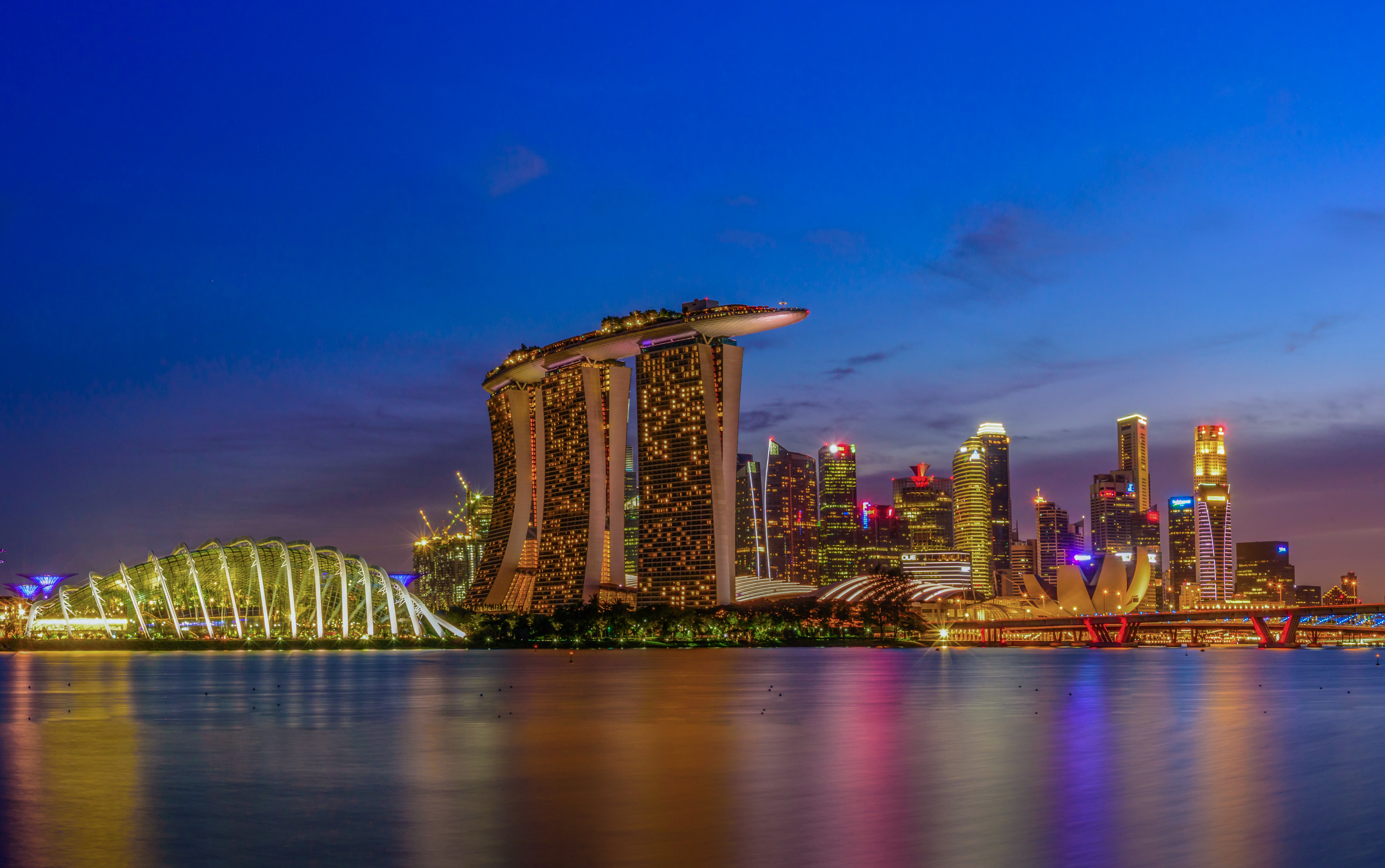 Обои Сингапур закат город на рабочий стол