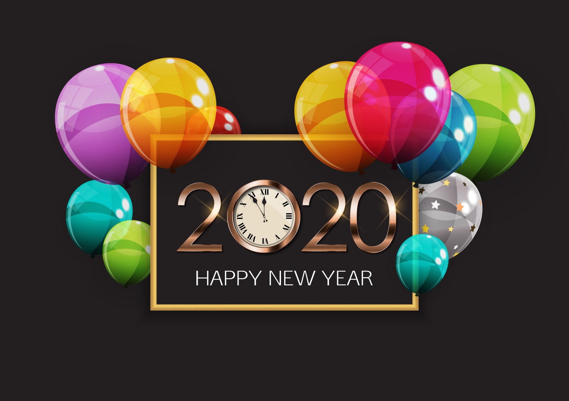 Фото бесплатно новый год 2020, шарики, рамка