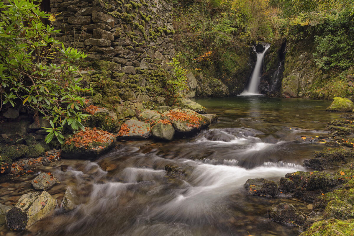 Stream and waterfall in autumn