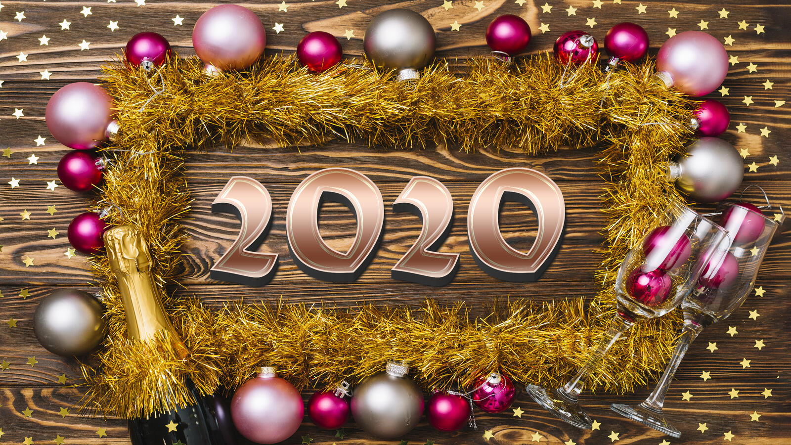 Wallpapers new year 2020 design on the desktop