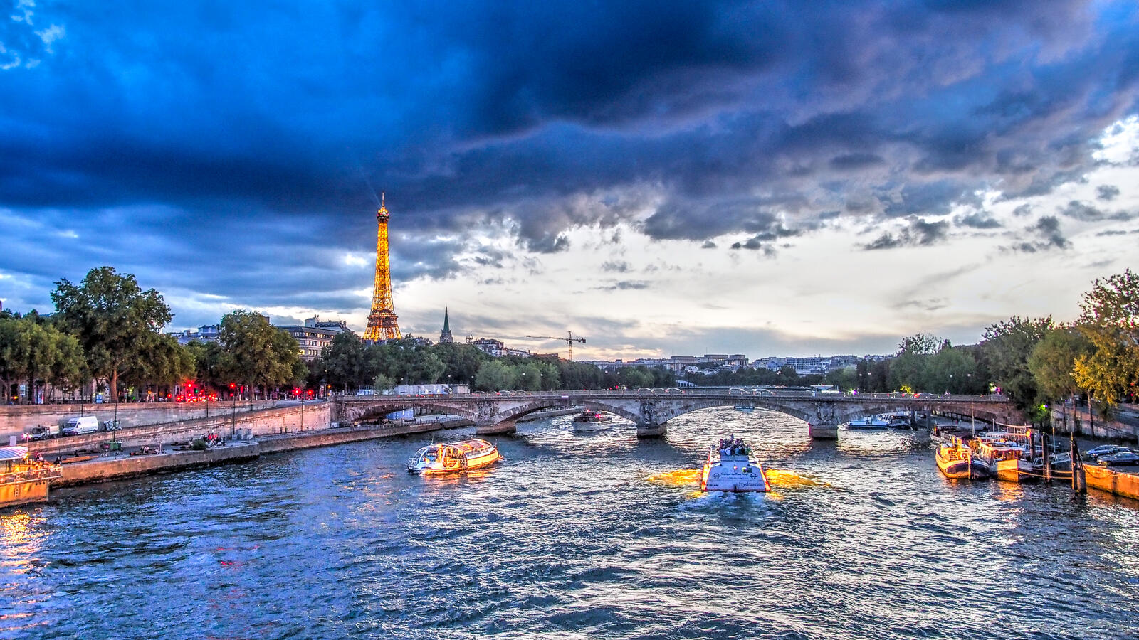 Обои Seine River Eiffel tower Paris на рабочий стол