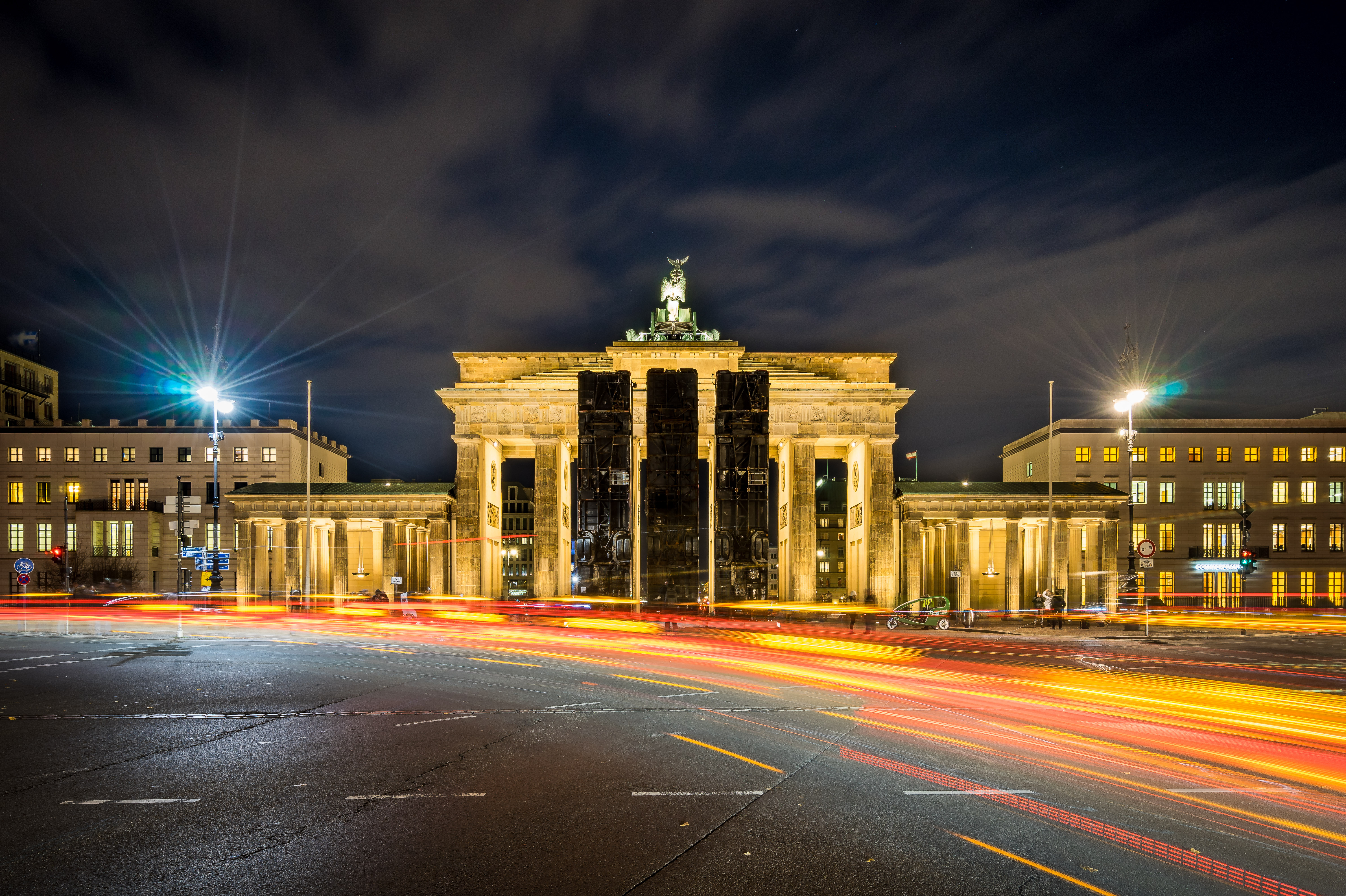 Обои Бранденбургские ворота ночные города город на рабочий стол