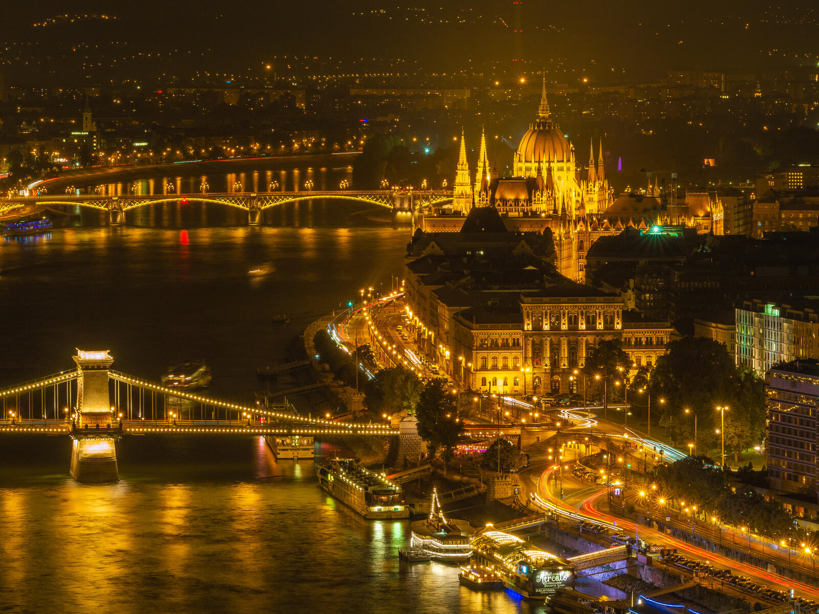 Обои Дунай огни Будапешт на рабочий стол