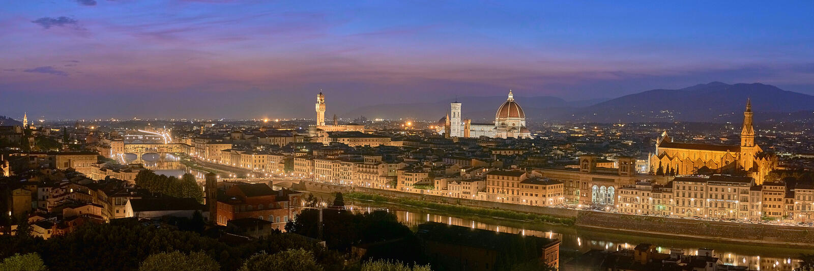 Обои Италия Флоренция ночной город на рабочий стол