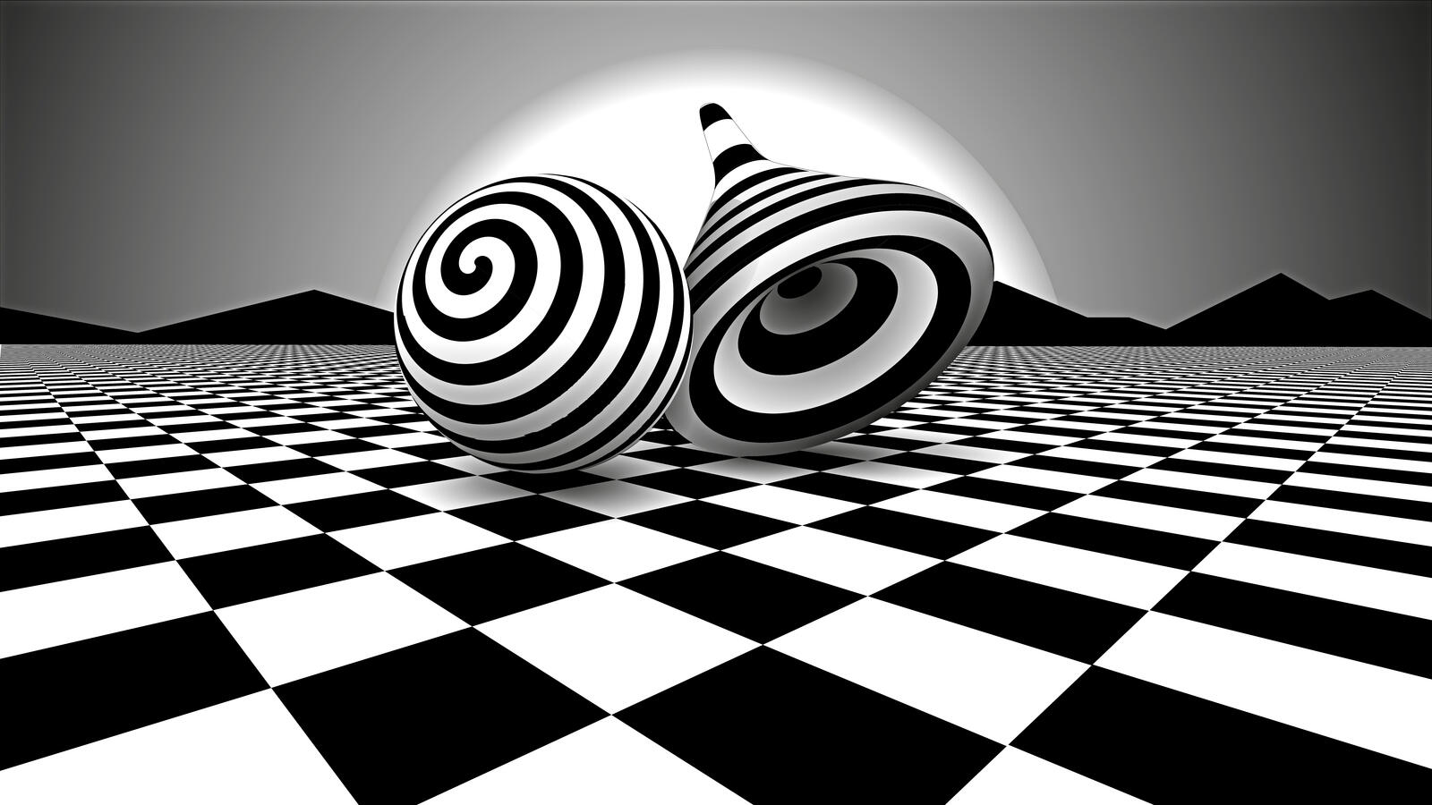 Wallpapers illusion 3d black and white on the desktop
