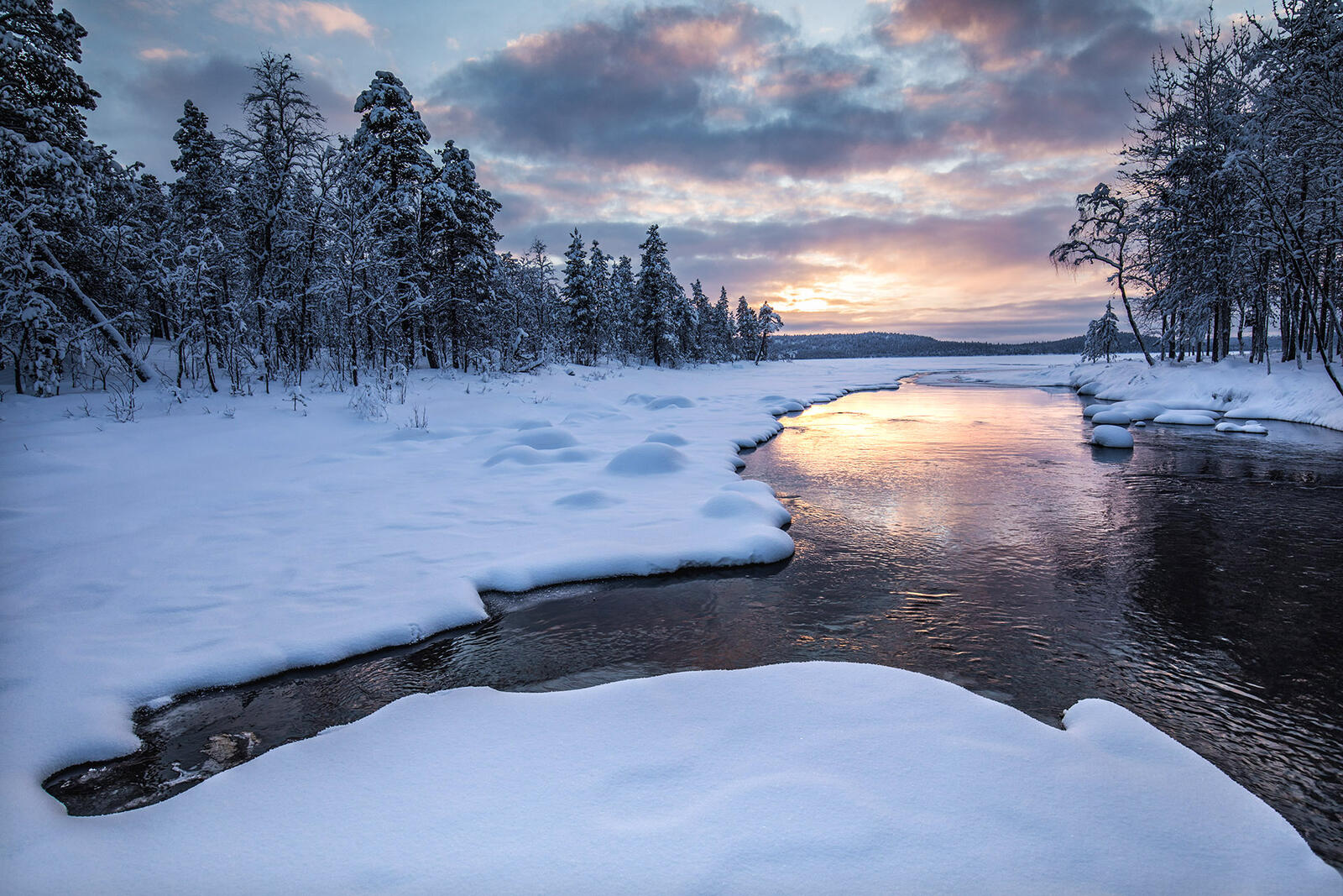 桌面上的壁纸景观 芬兰 日落