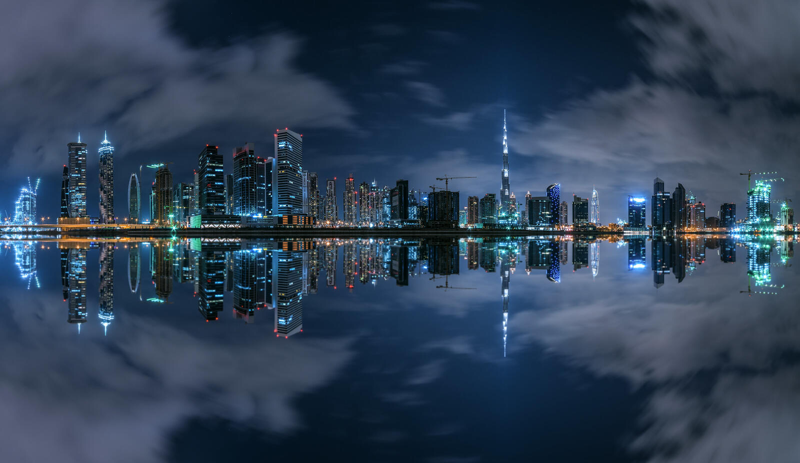 Обои Дубай ночной город огни на рабочий стол