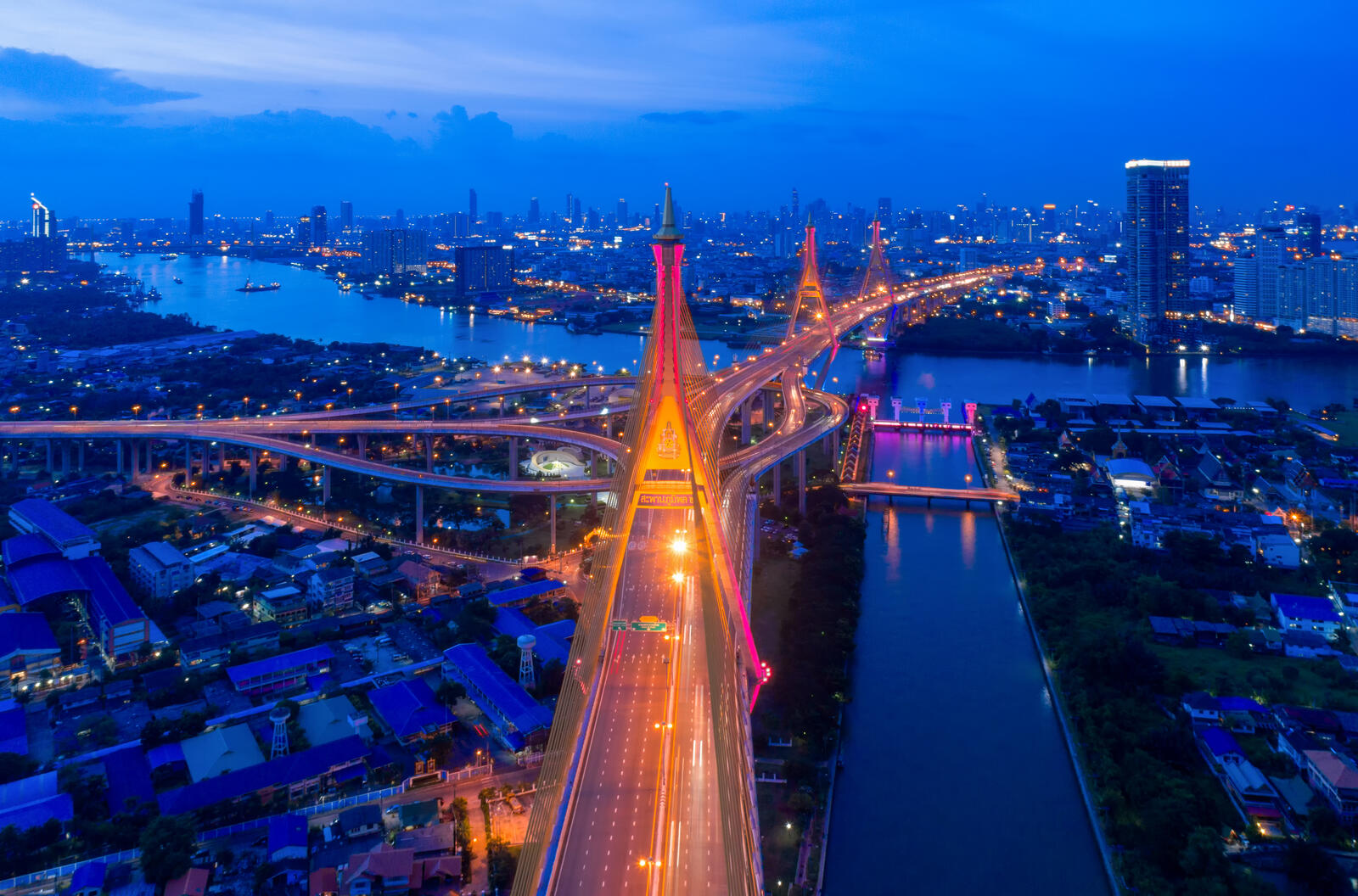 Обои Бангкок ночной город Таиланд на рабочий стол