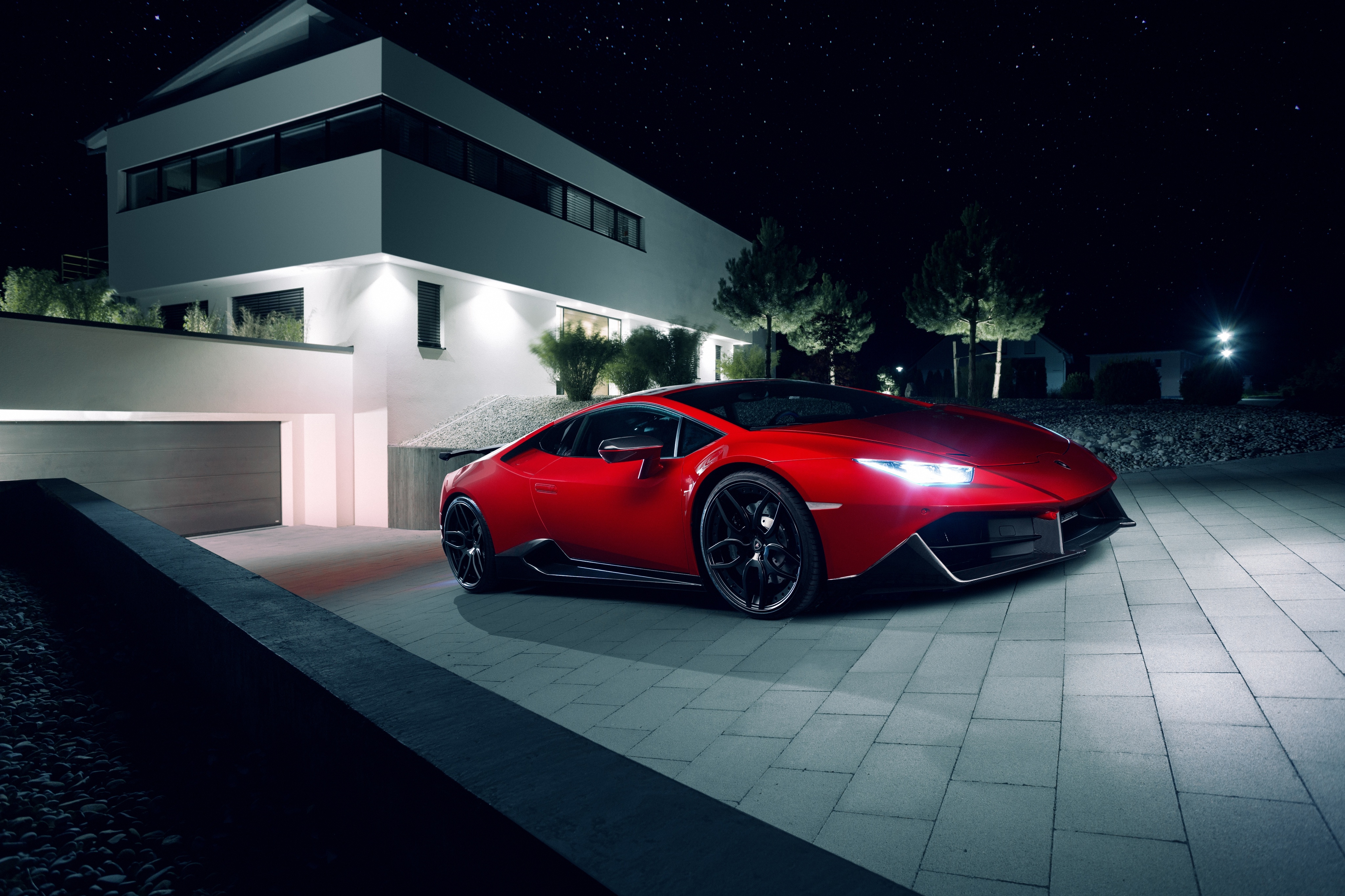 Фото бесплатно Lamborghini Huracan, красные, ночь