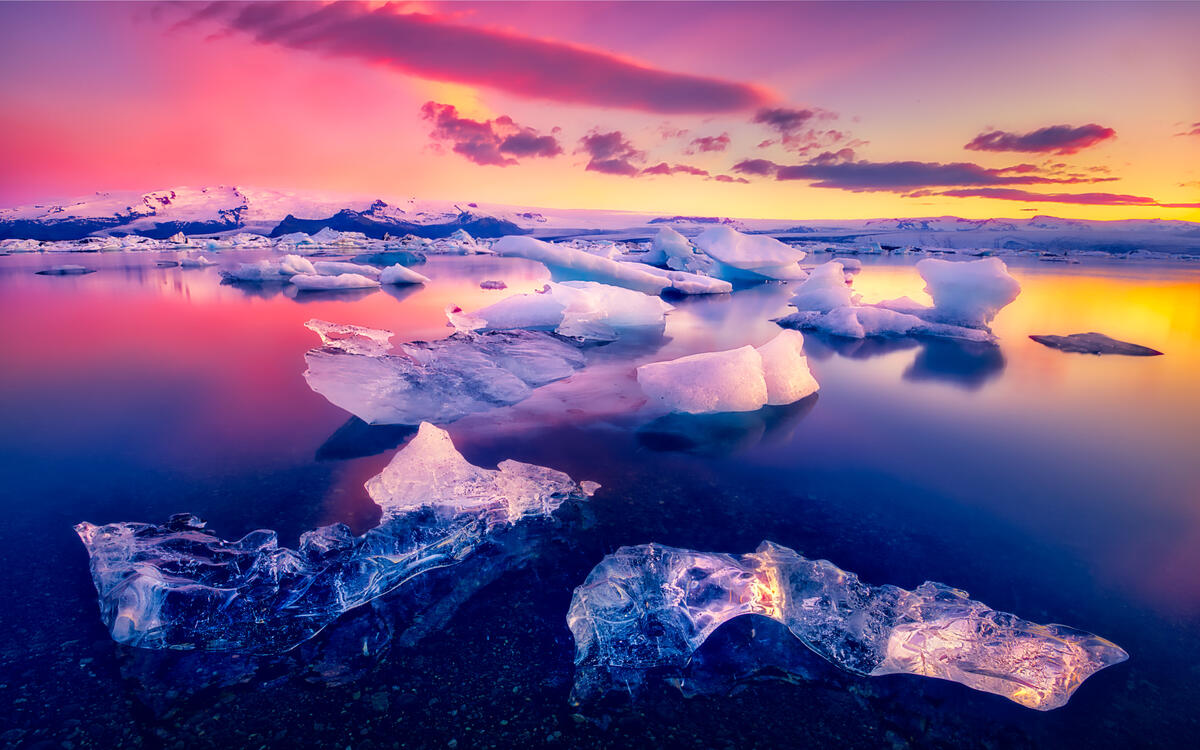 The glacial lagoon in Iceland