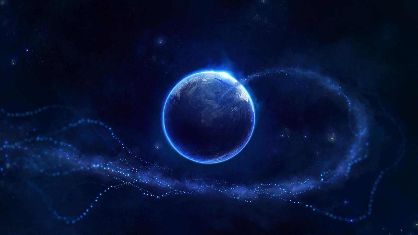 Wallpapers planet trail blue galaxy on the desktop