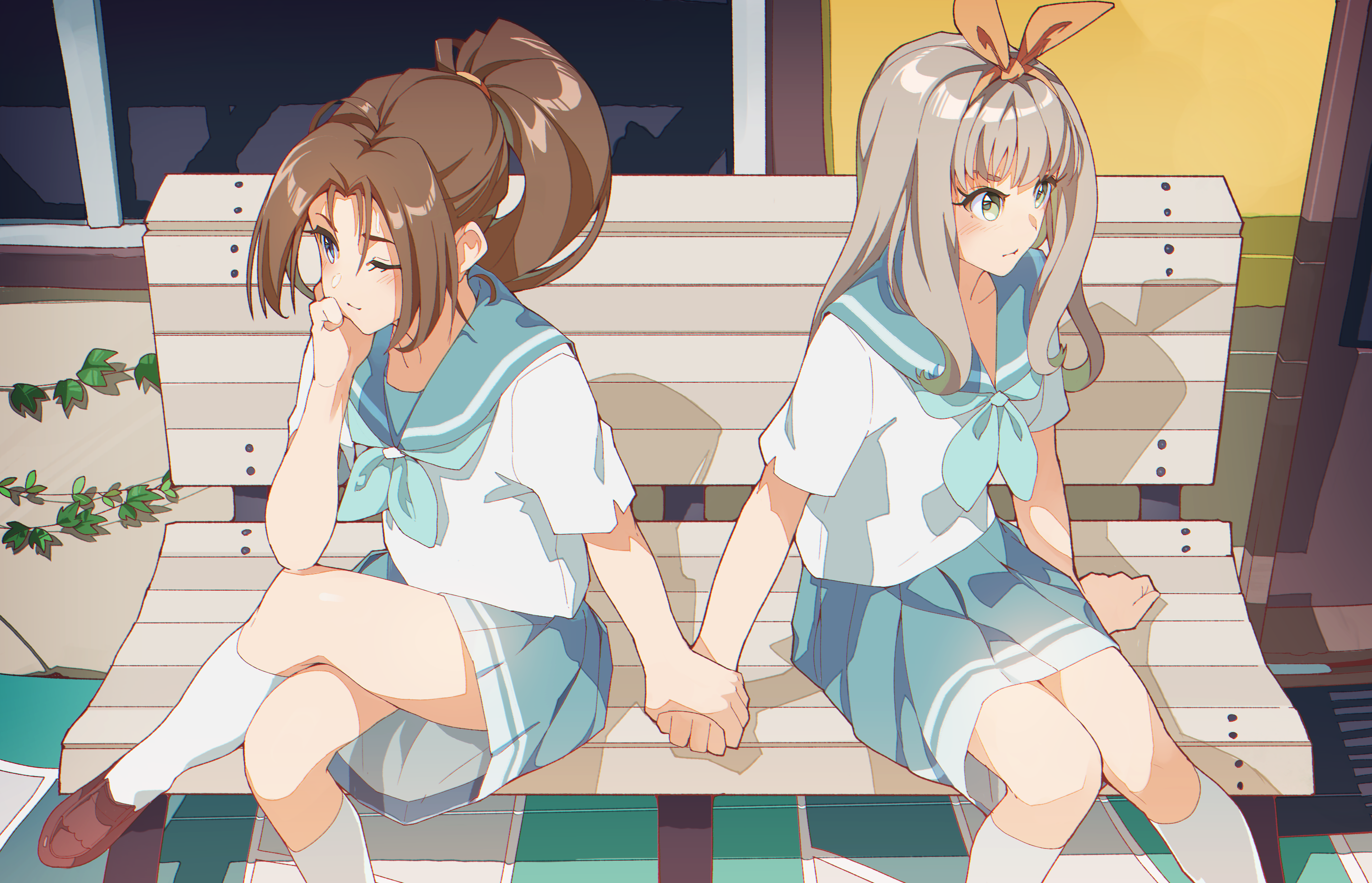 Wallpapers anime Hibike Euphonium anime girl holding hands on the desktop