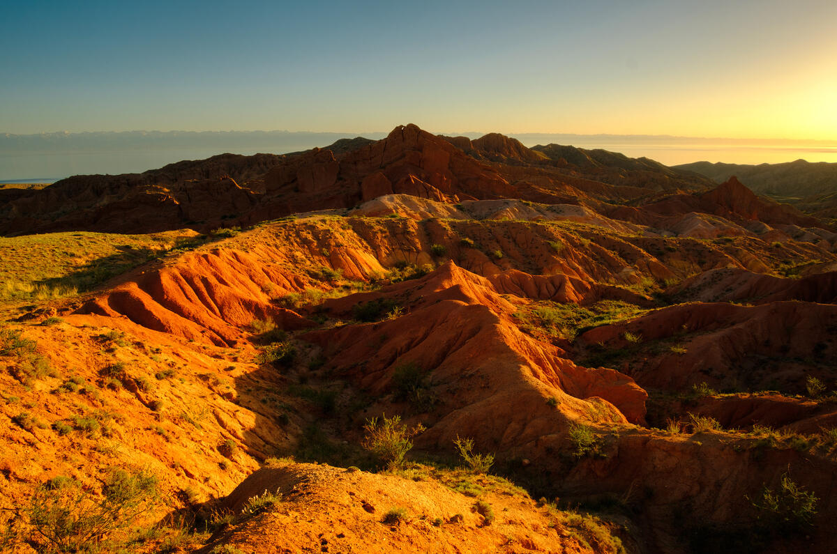 Sunset in the canyon Tale about Issyk-Kul Lake
