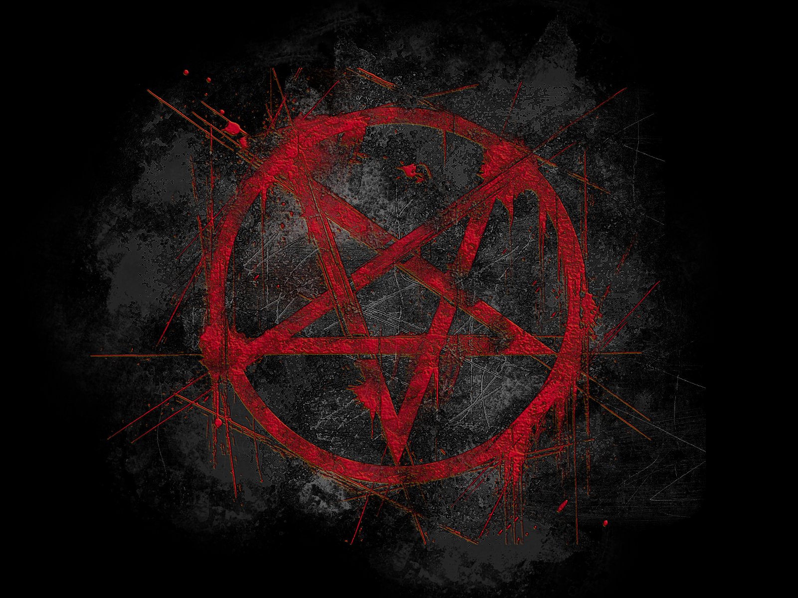 Wallpapers black pentagram red on the desktop
