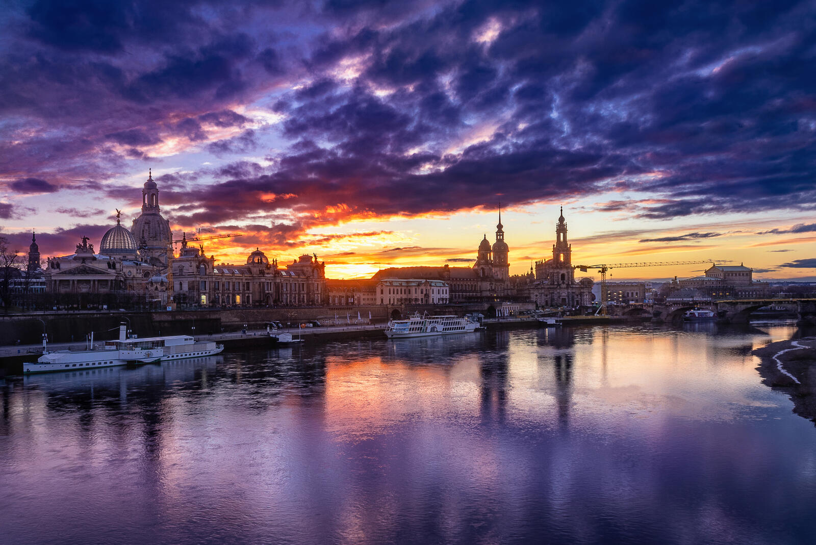 Обои Дрезден Германия красивый закат на рабочий стол
