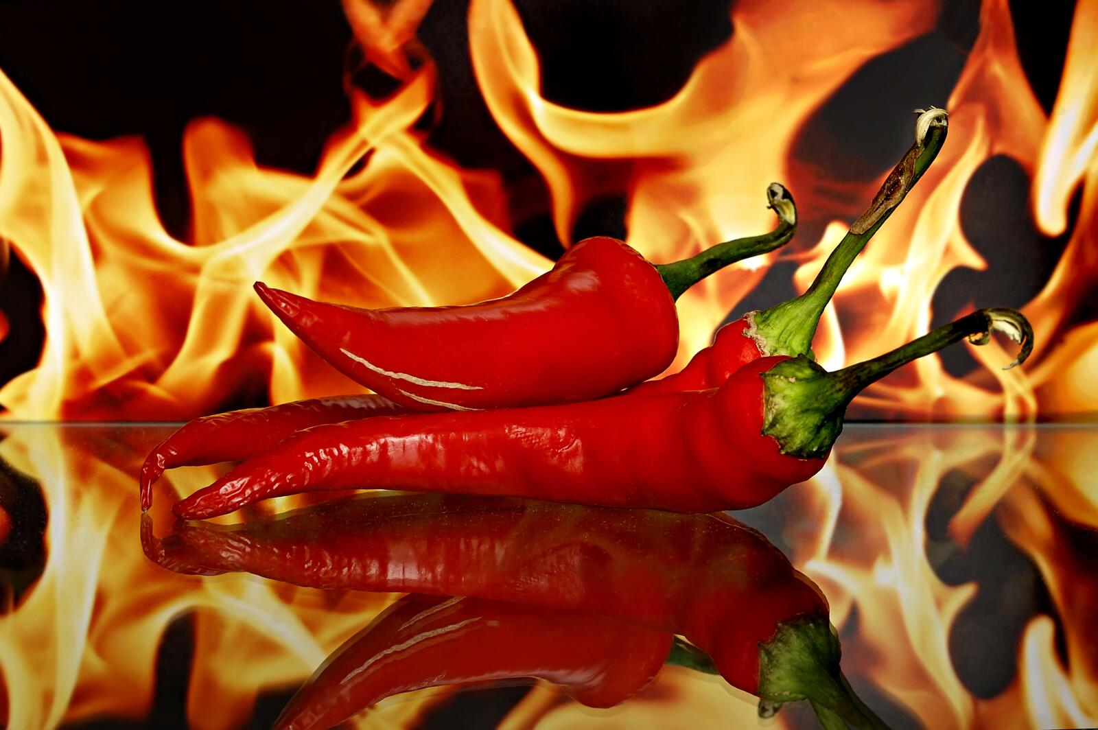 Обои красный перец огонь овощи на рабочий стол