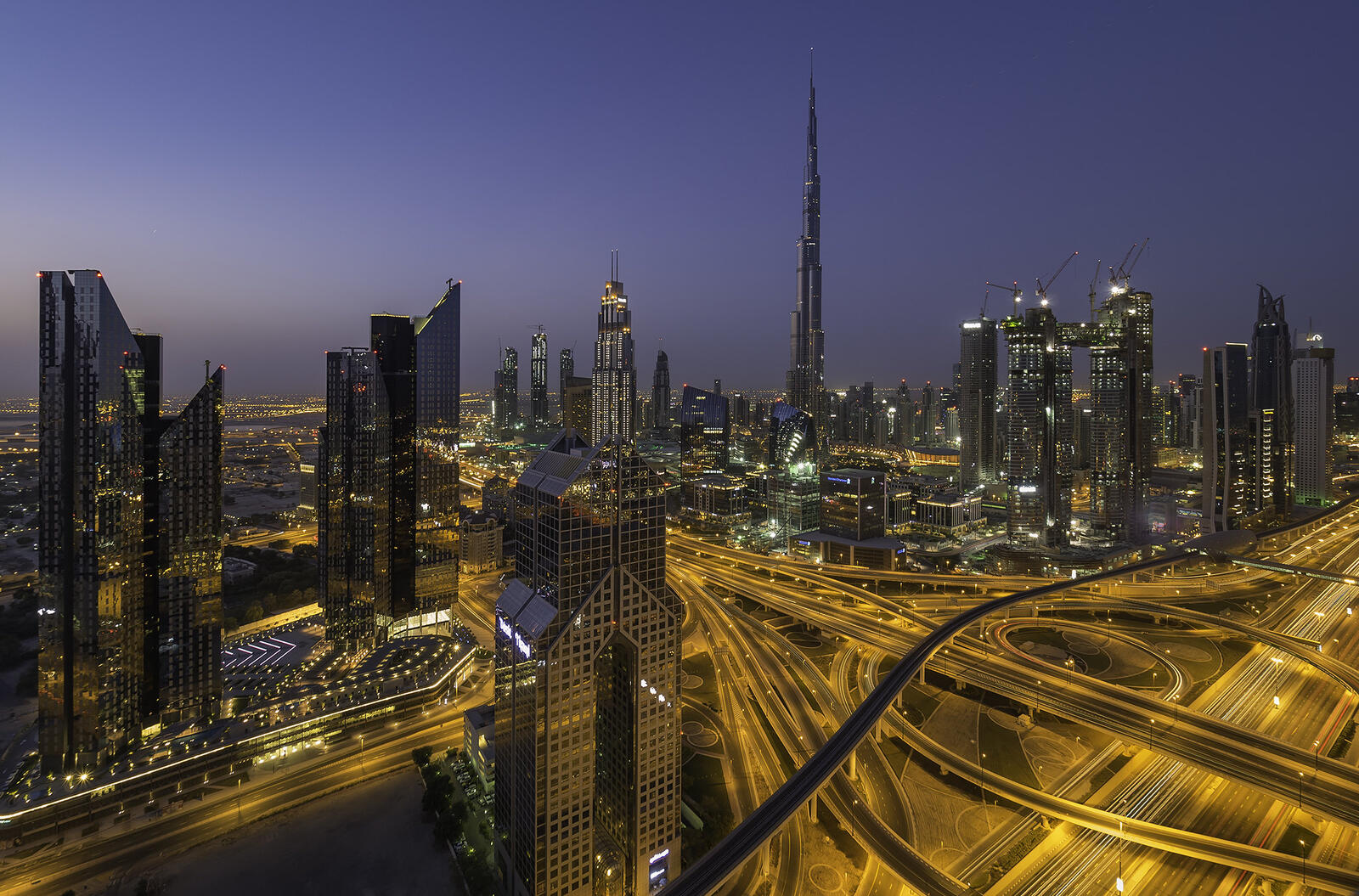 Wallpapers night cities United Arab Emirates lights on the desktop