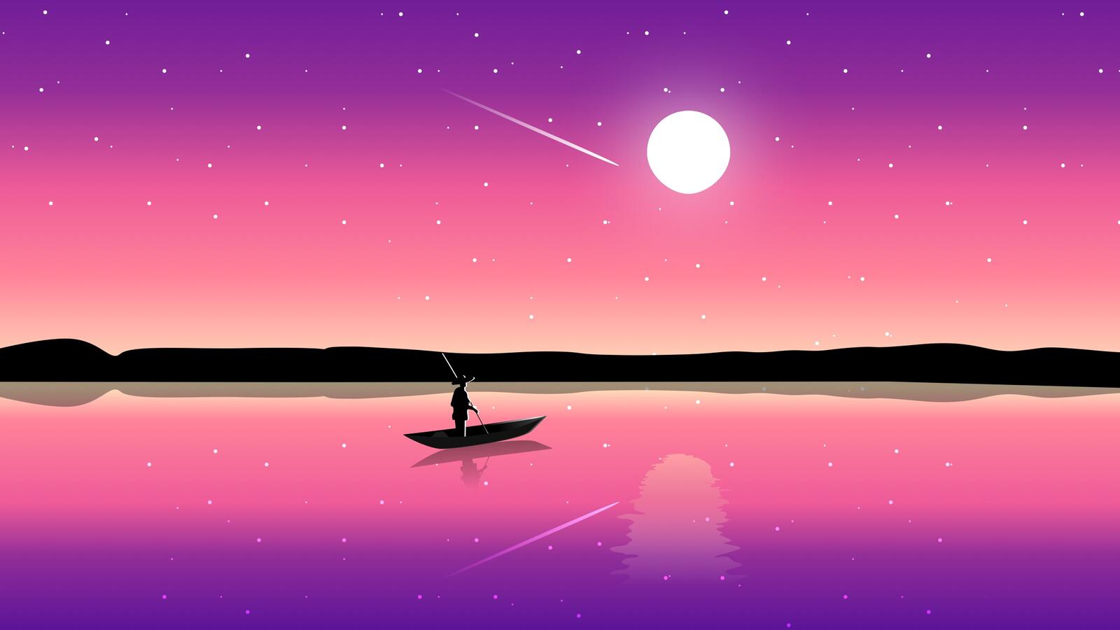 Wallpapers drawing Moon boat on the desktop