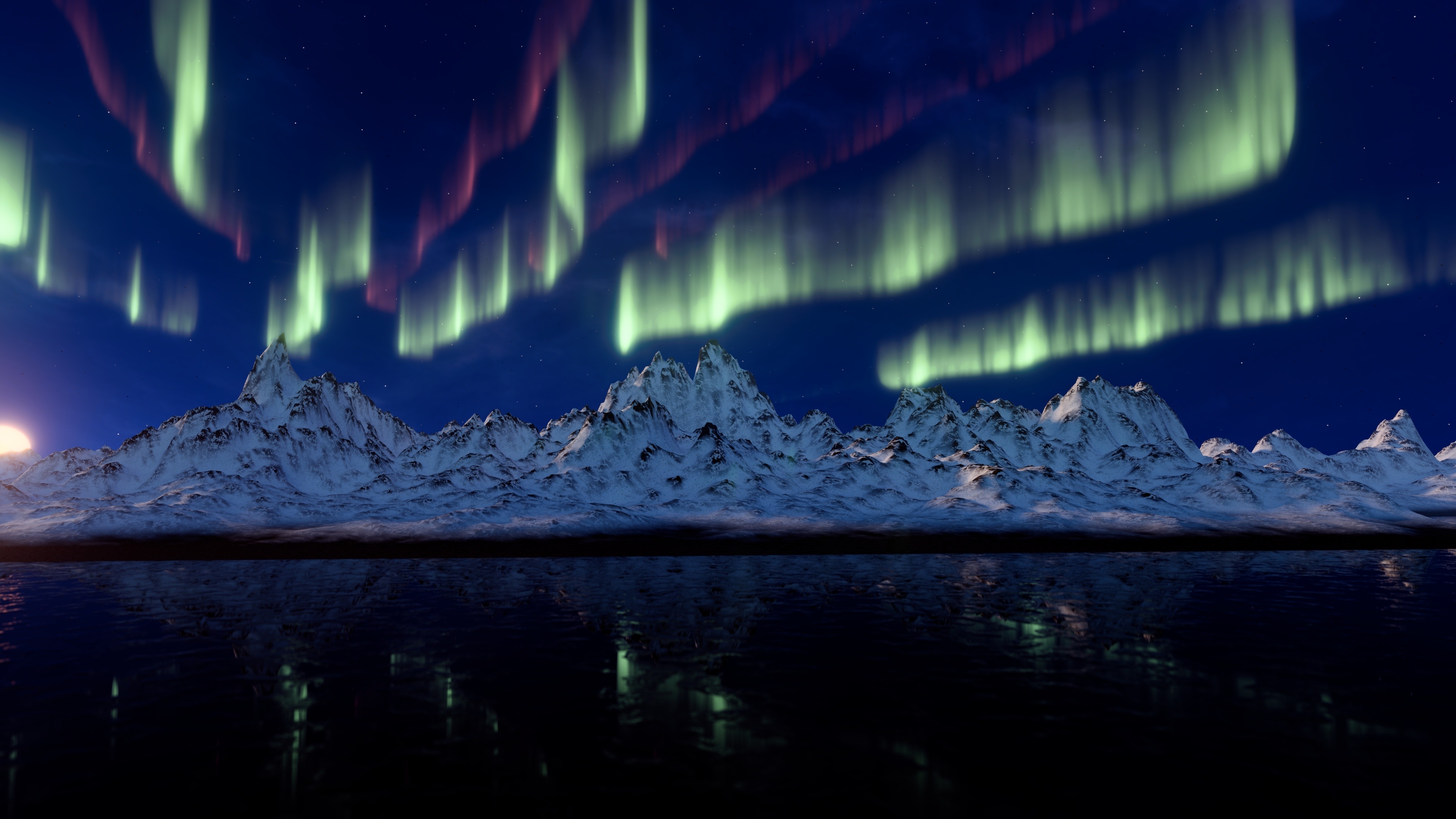 Wallpapers aurora northern lights mountains on the desktop