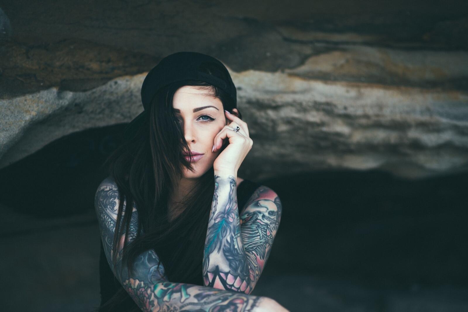 Free photo Brunette with a tattoo Chelsey Macwatts