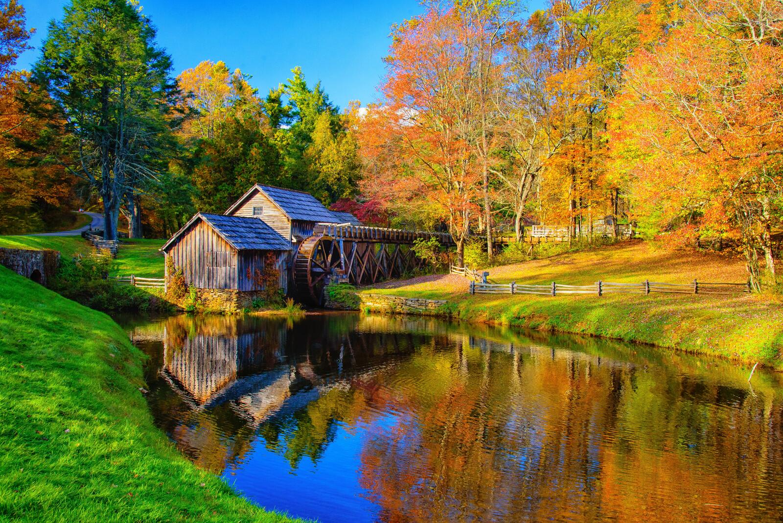 Wallpapers Mabry Mill water mill fall colors on the desktop