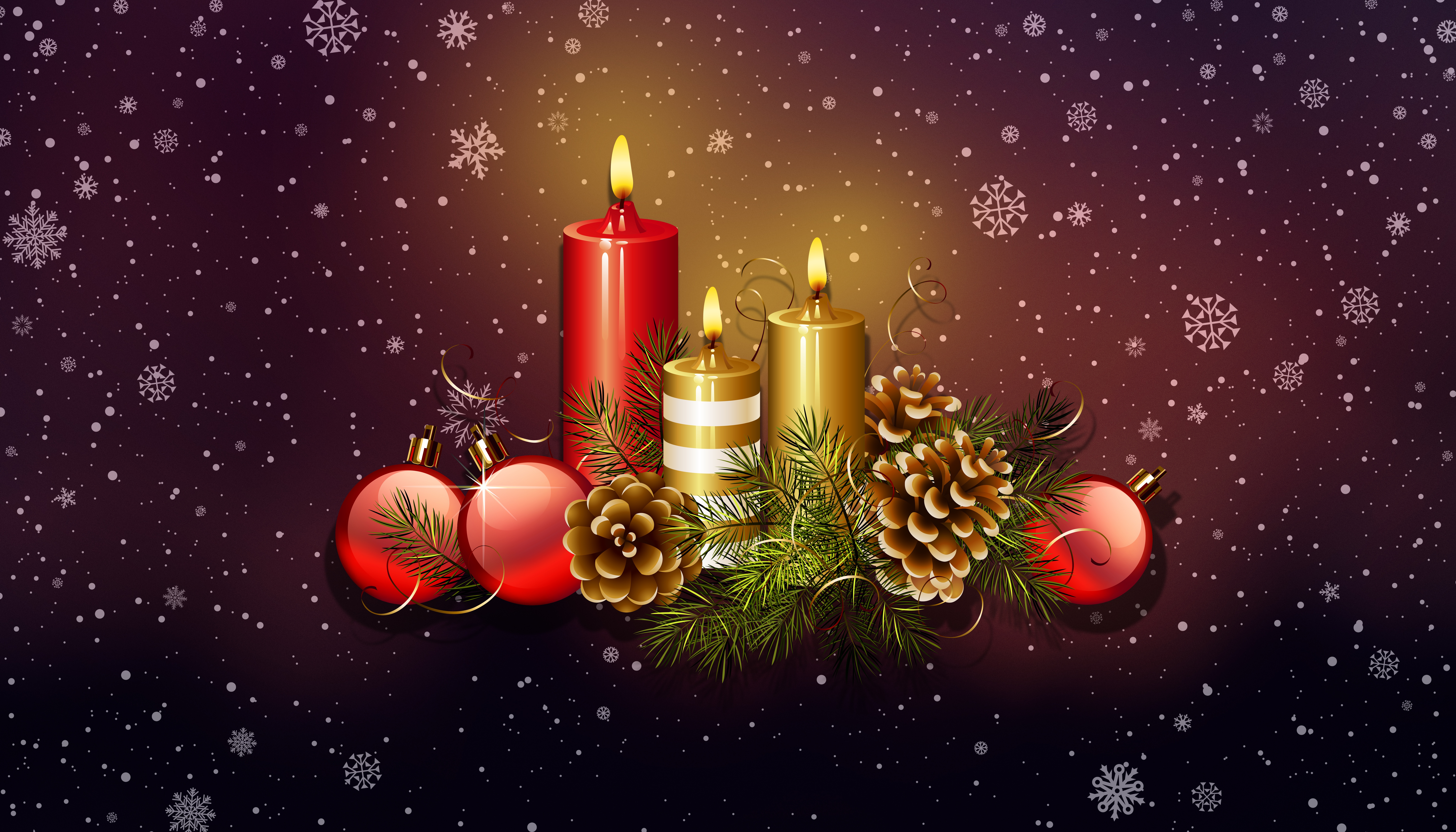 Wallpapers Christmas ornament elements candles on the desktop