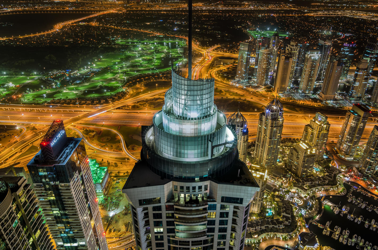Обои Дубай ОАЭ ночь ночной город архитектура на рабочий стол