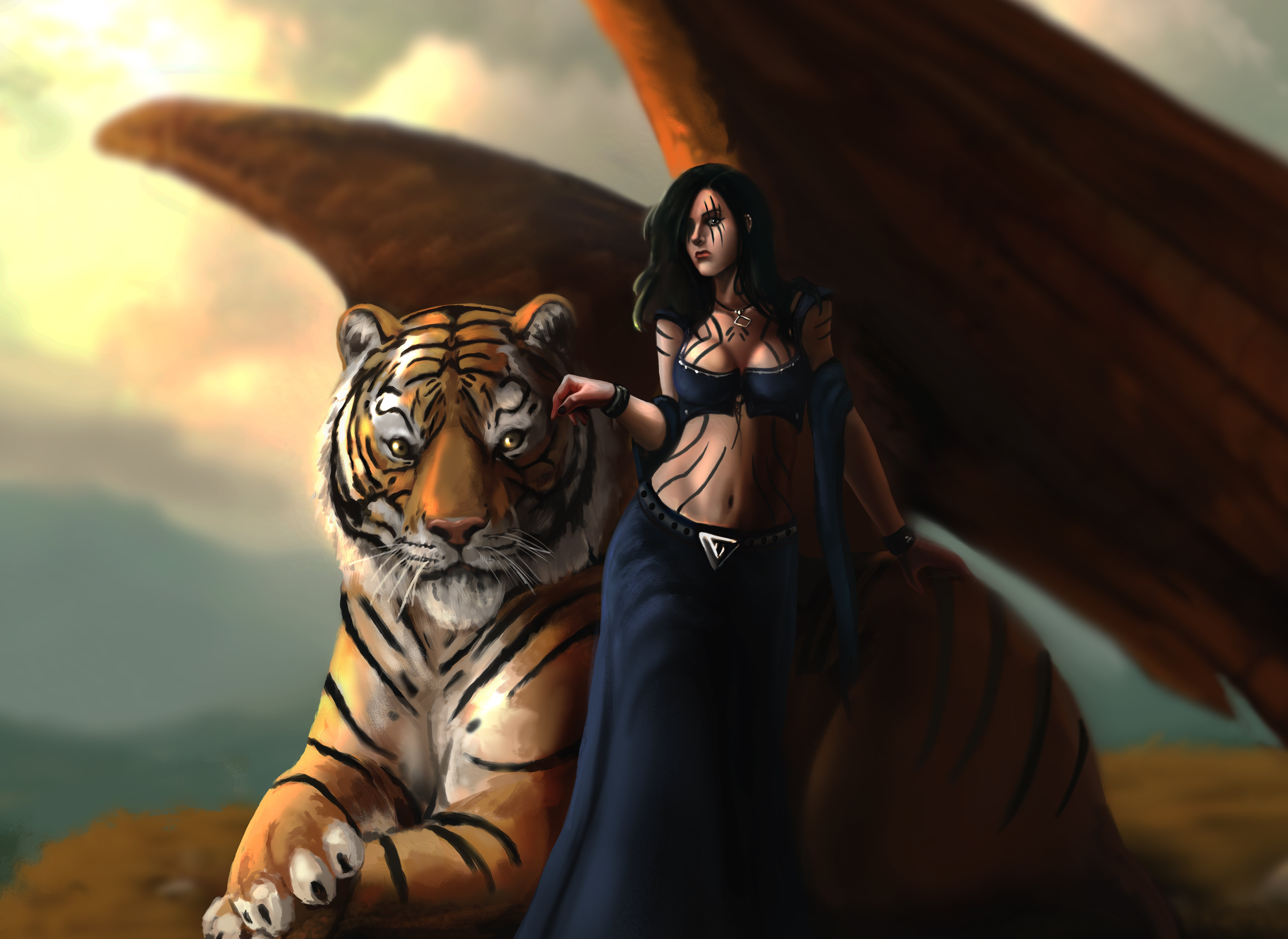 Фото бесплатно тигр, ангел, крылья
