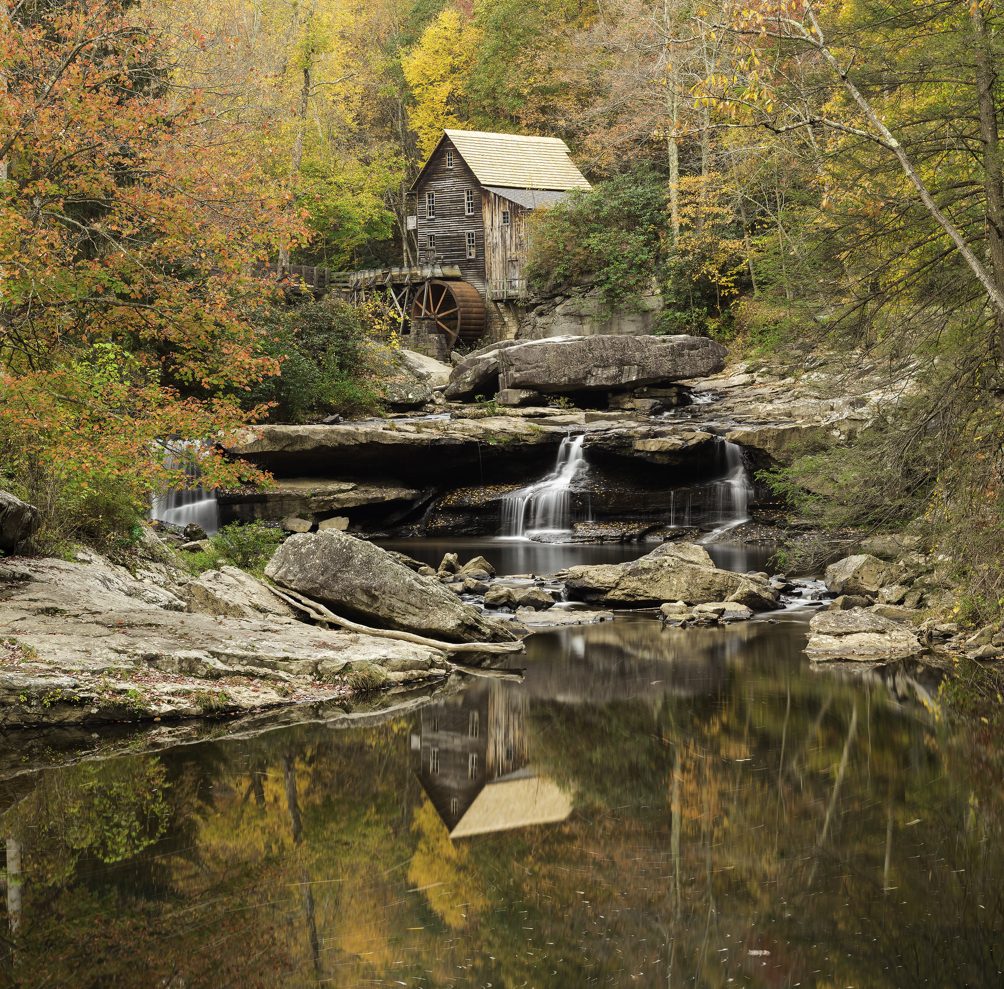Wallpapers Glade Creek Grist Mill Babcock State Park autumn on the desktop