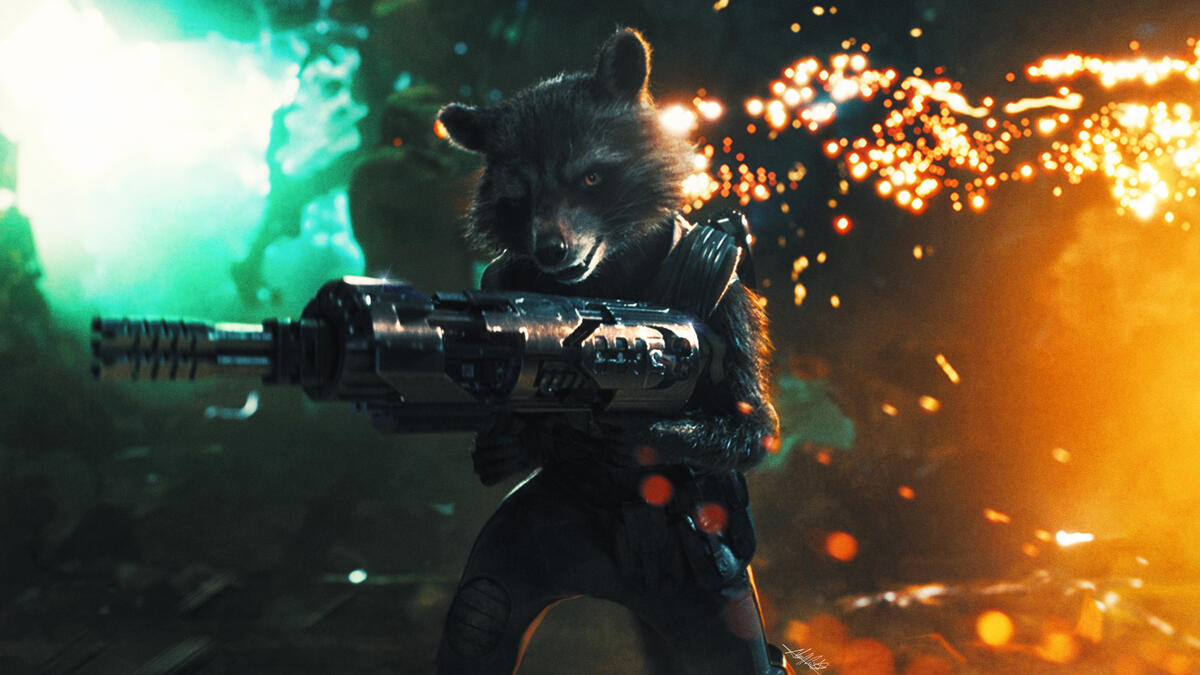Raccoon from the movie guardians of the galaxy