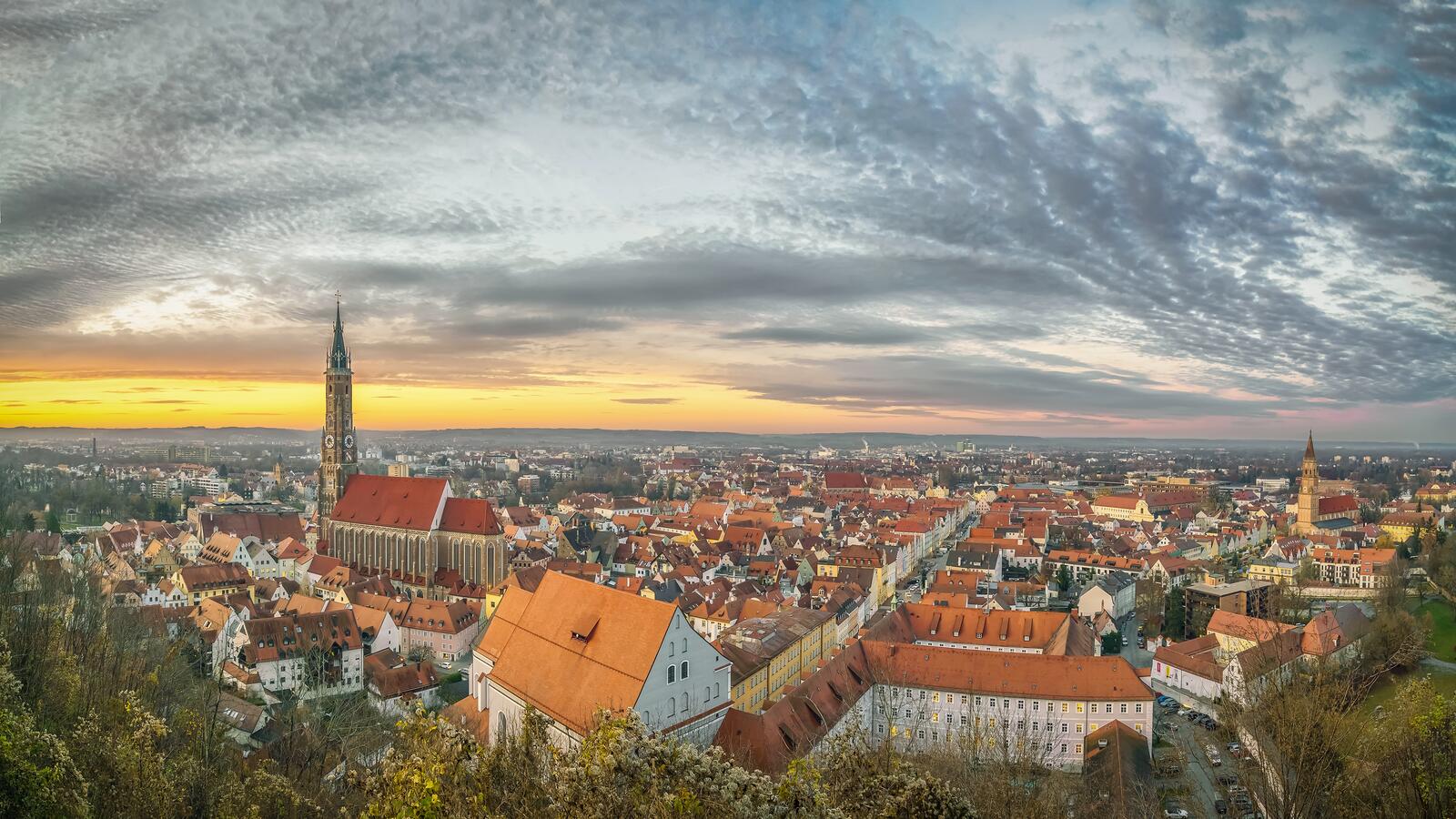 Wallpapers sunset old town Germany on the desktop