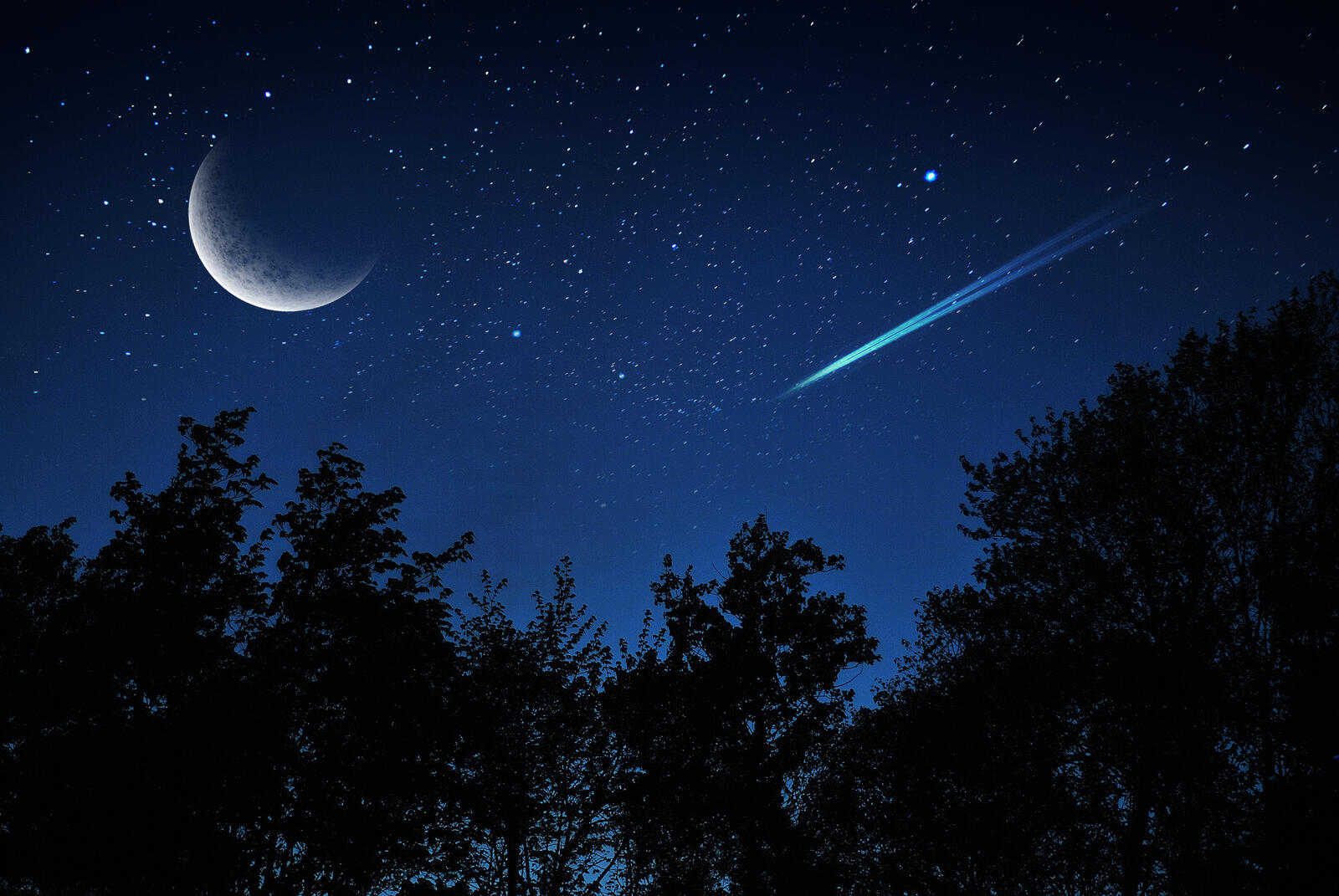 Звездное небо кометы. Луна и звезды. Ночное небо с луной. Звездное небо с луной. Падающая звезда.