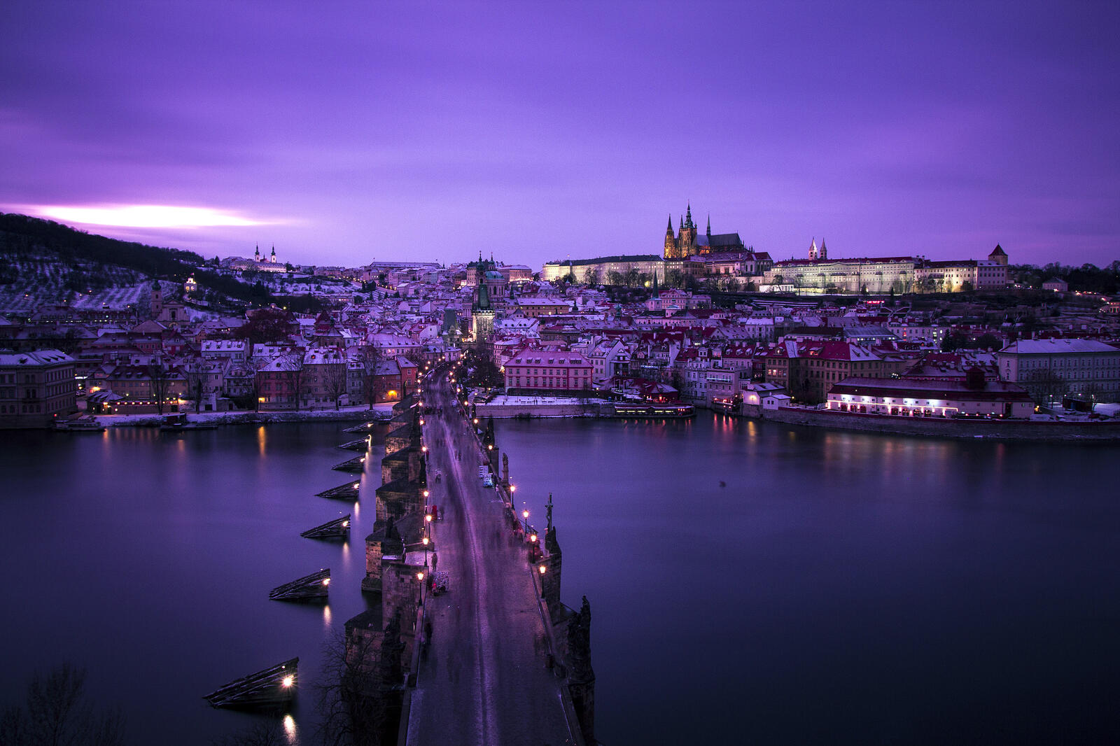 Обои Прага зима мост на рабочий стол