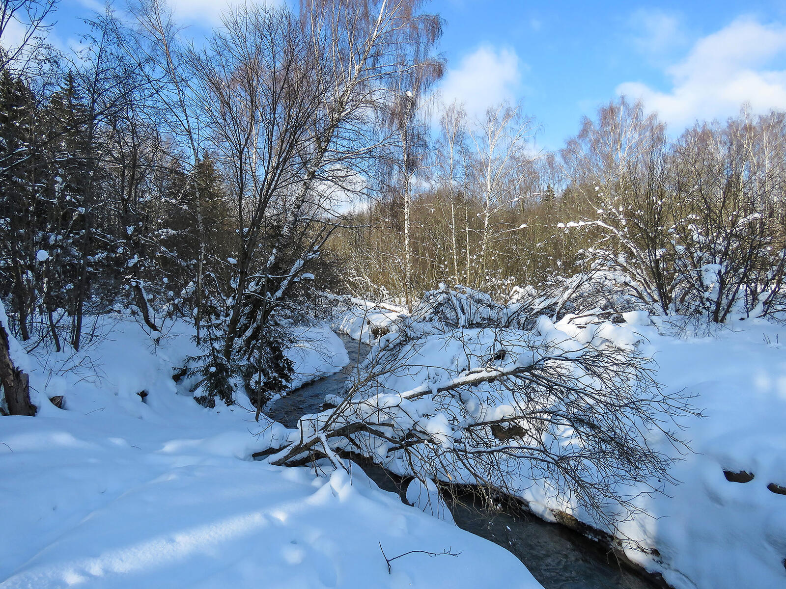 Wallpapers Long and narrow tributary to the Moscow river winter snow on the desktop