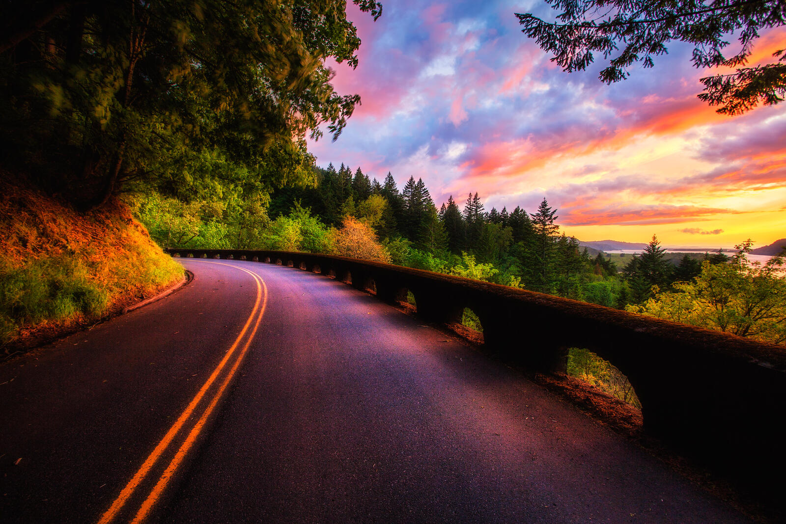 Wallpapers Columbia River Gorge Road at Sunset sunset on the desktop