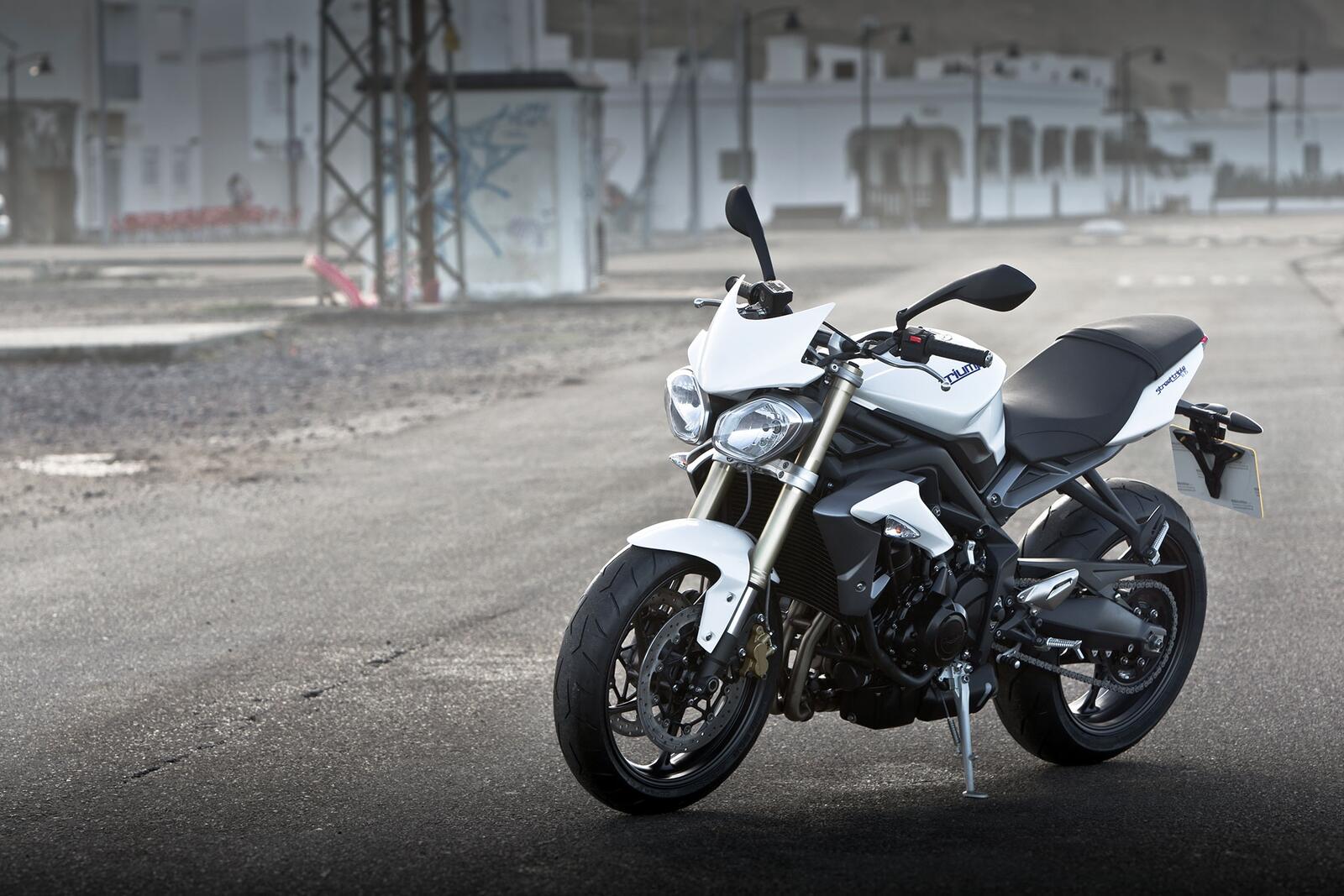 Wallpapers Triumph Speed Triple white side view on the desktop